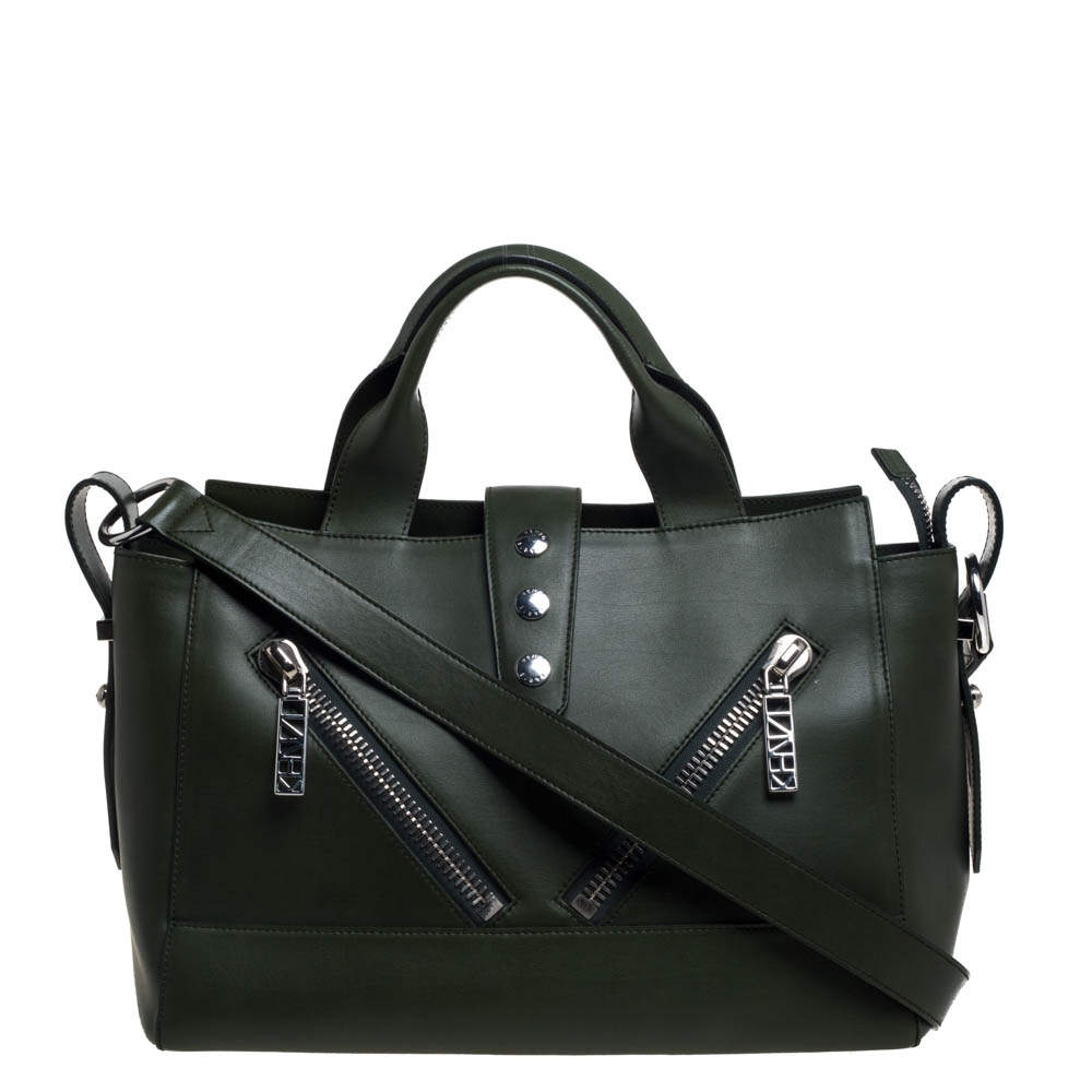 Pre Owned Kenzo Green Leather Kalifornia Tote