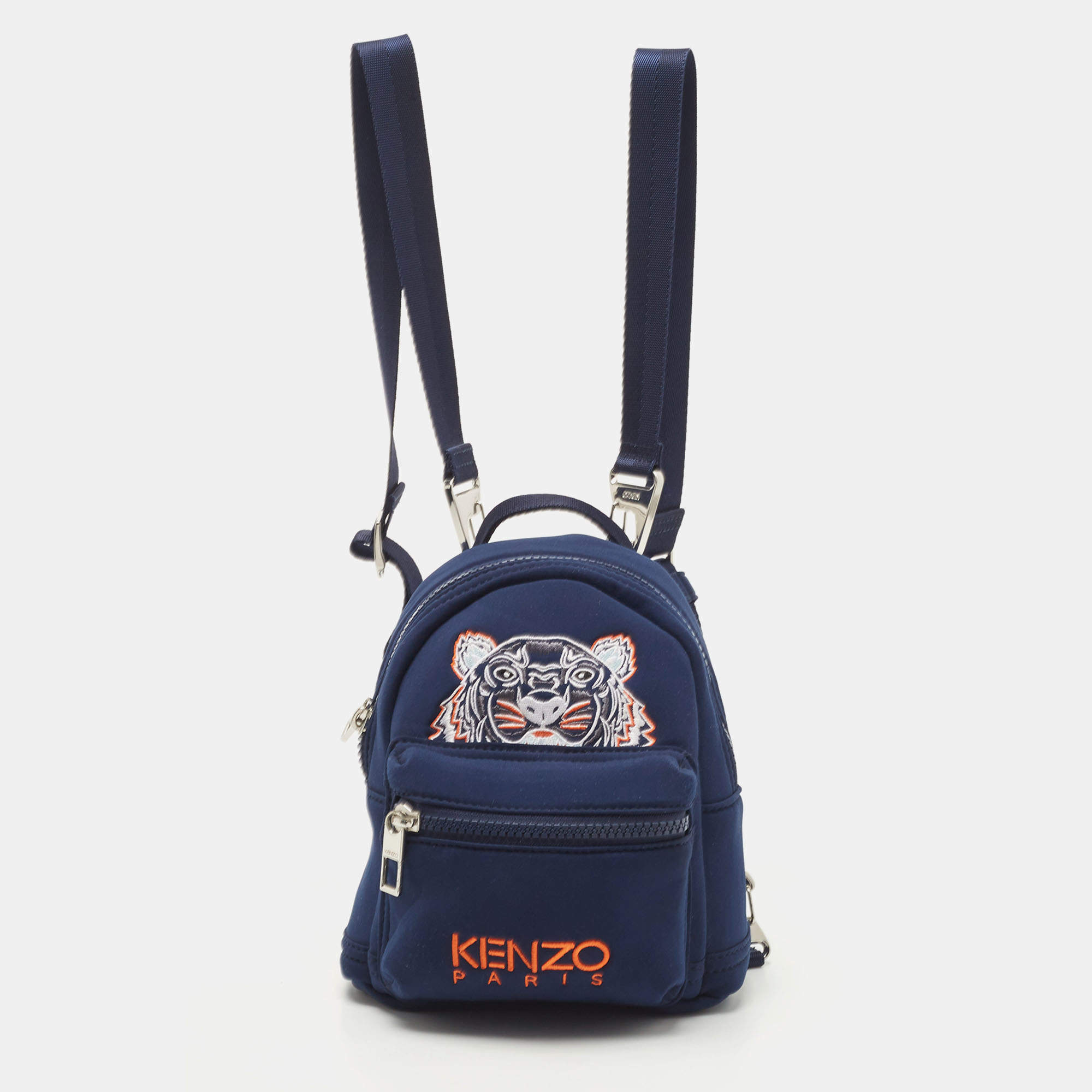 Kenzo Navy Blue Tiger Embroidered Neoprene Mini Backpack