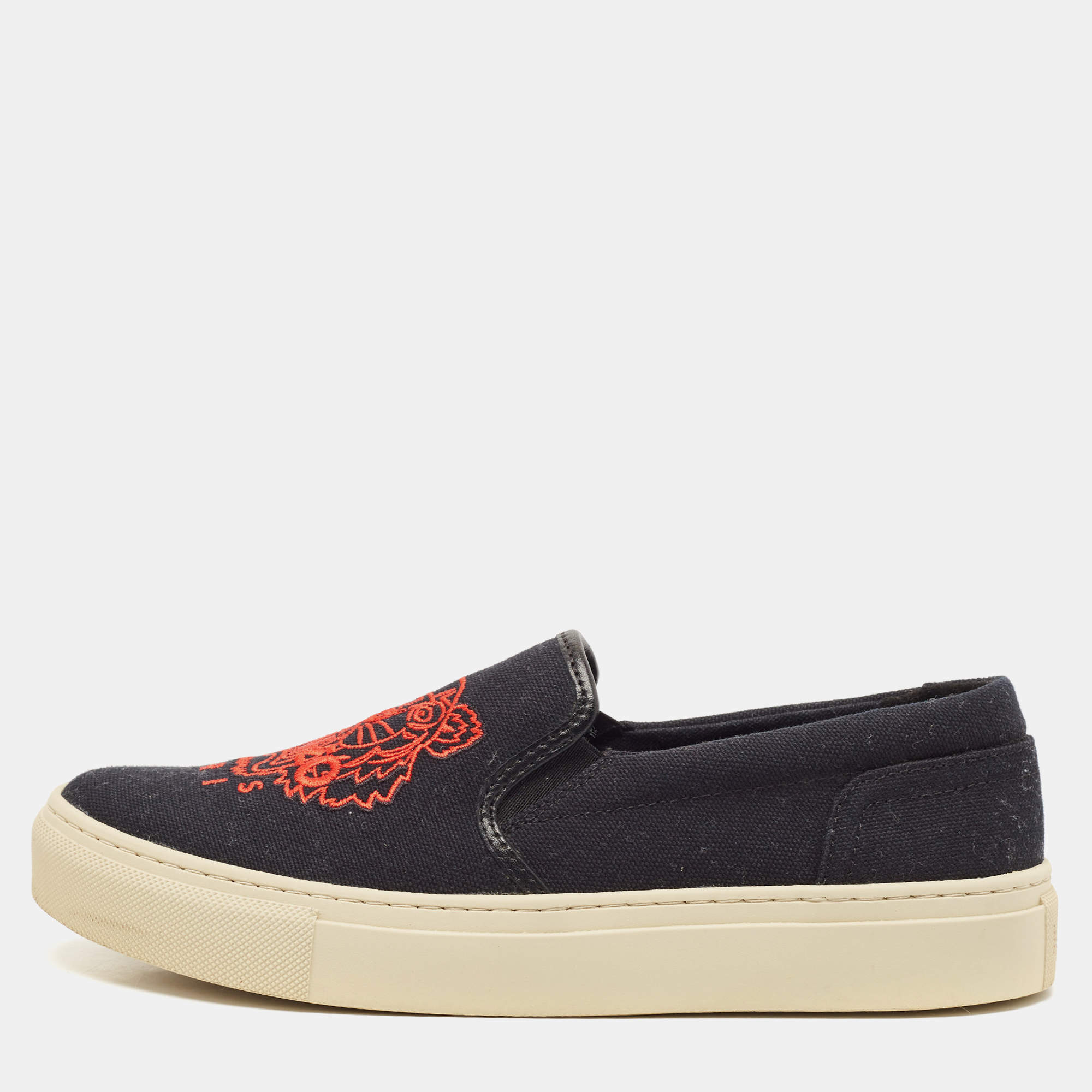 Kenzo Black Canvas Slip On Sneakers Size 37