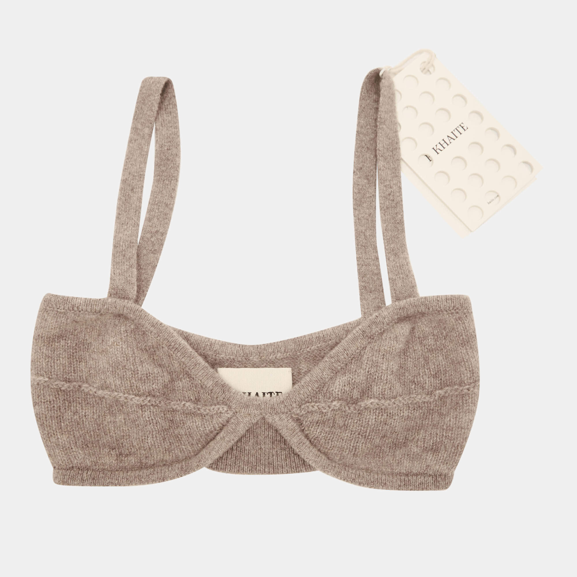 Khaite Grey  Eda Knitted Cashmere Bralette Top XS