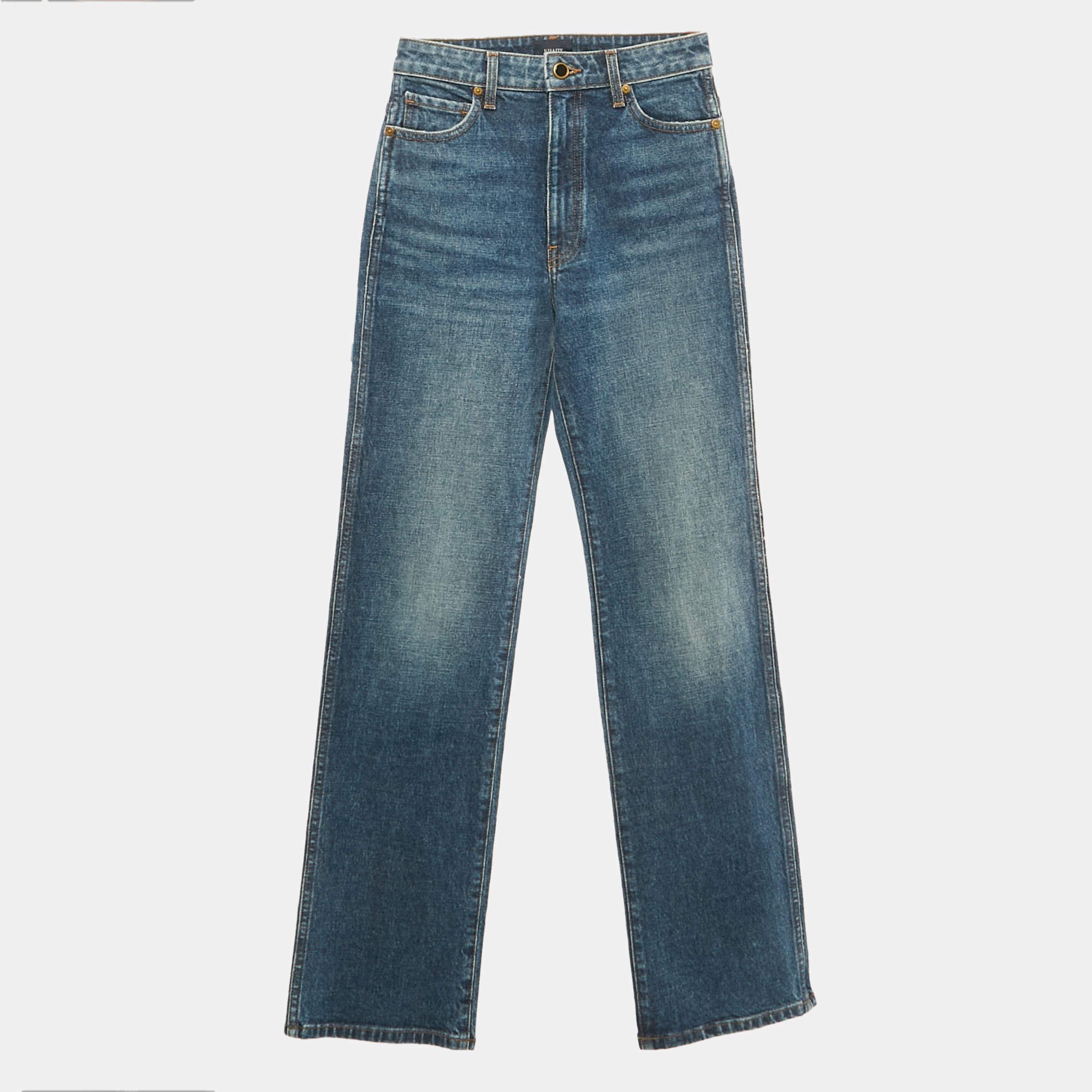 Pre Owned Khaite Blue Faded Denim Danielle Jeans S Waist 25"