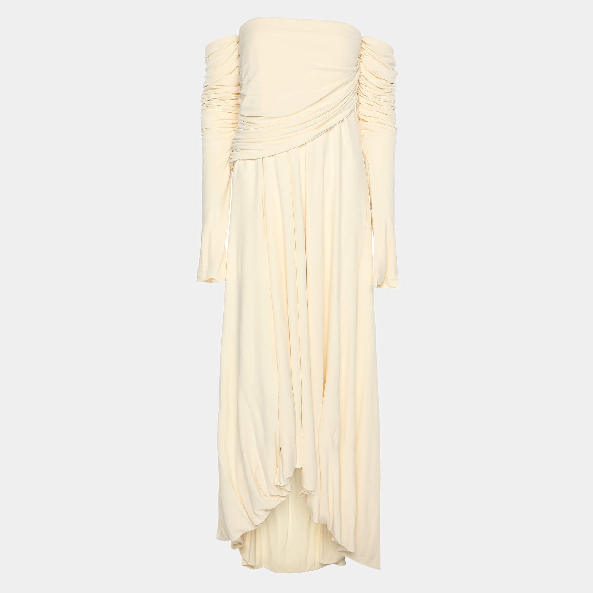 Khaite Cream Crepe the Nerissa Midi Dress L