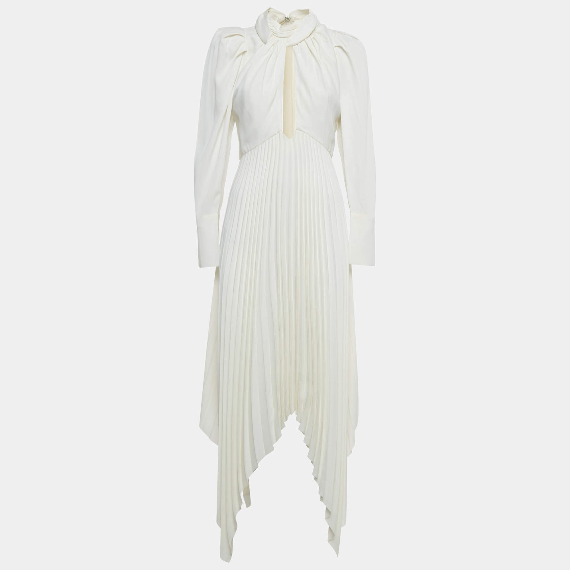 مملوكة مسبقًا فستان خيت عاجي بليسيه ساتان غير متماثل ماكسي مقاس متوسط