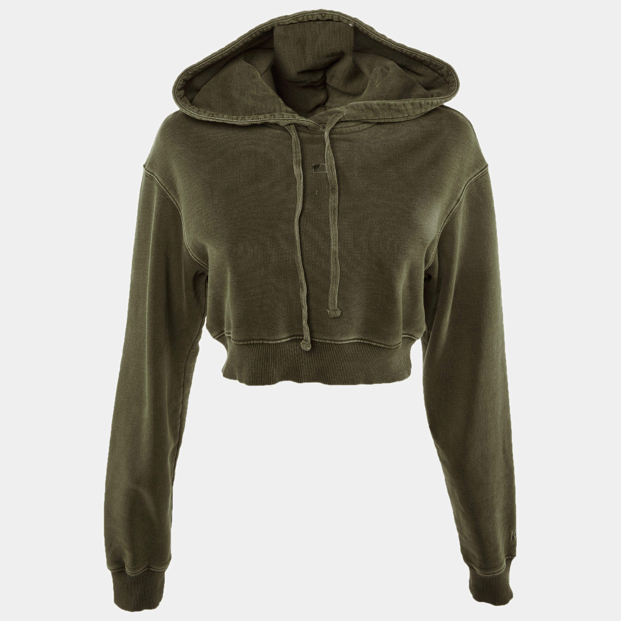 Pre Owned Kith Olive Green Cotton Alexa Cropped Hoodie XS
