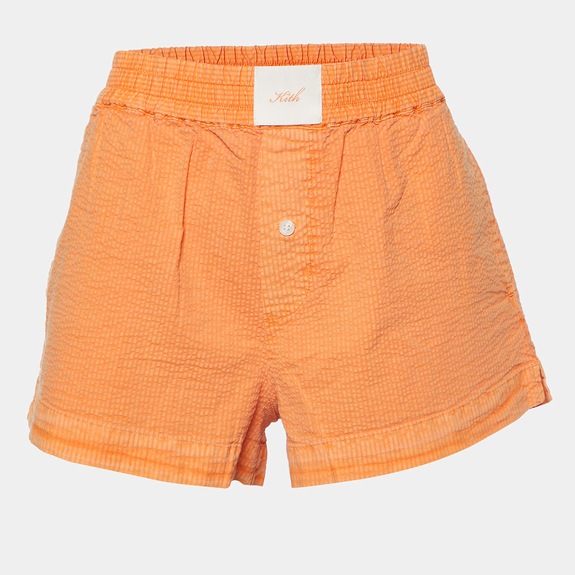 Kith Orange Seersucker Cotton Elasticized Waist Shorts S