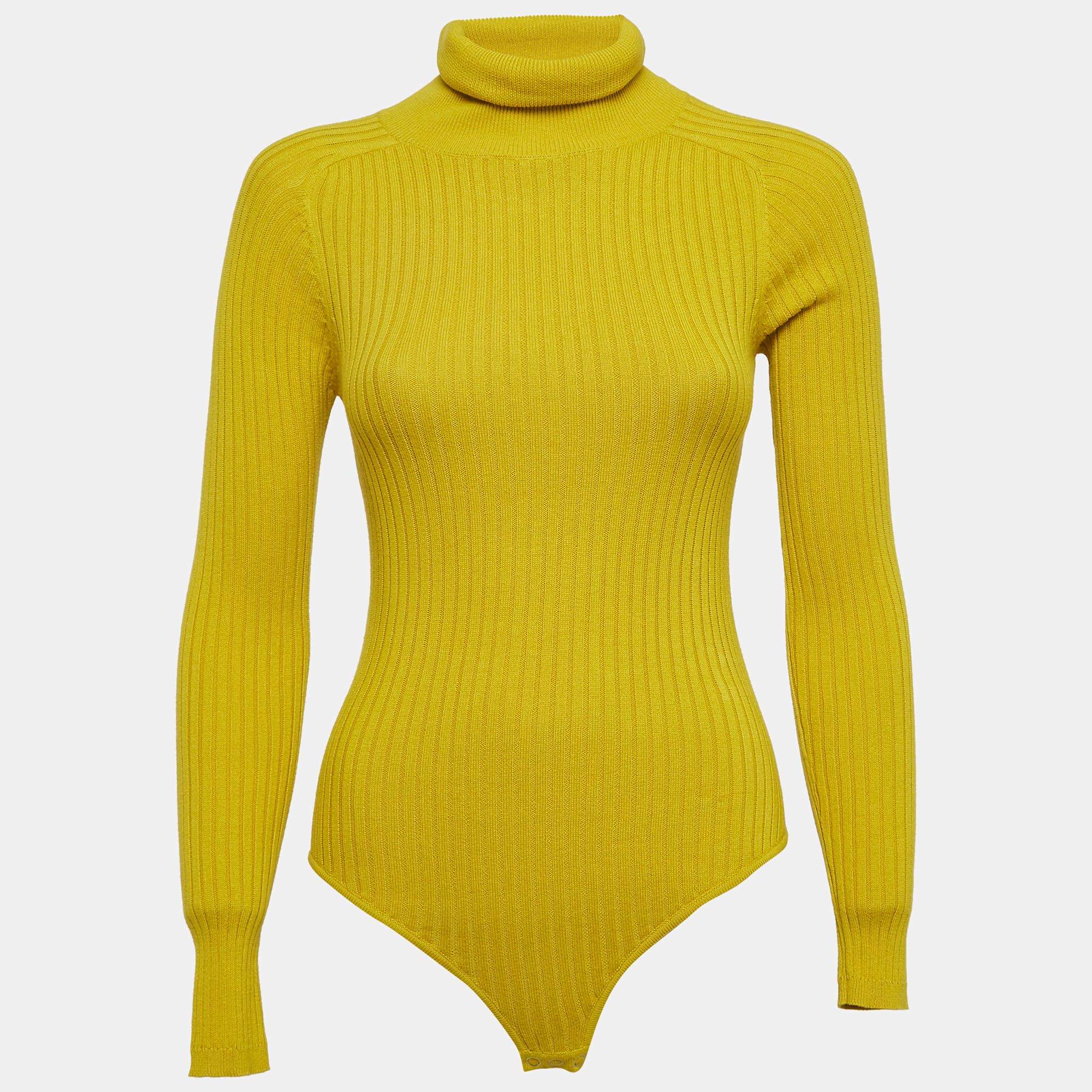 L.F.Markey Chartreuse Green Rib Knit Axel Bodysuit M