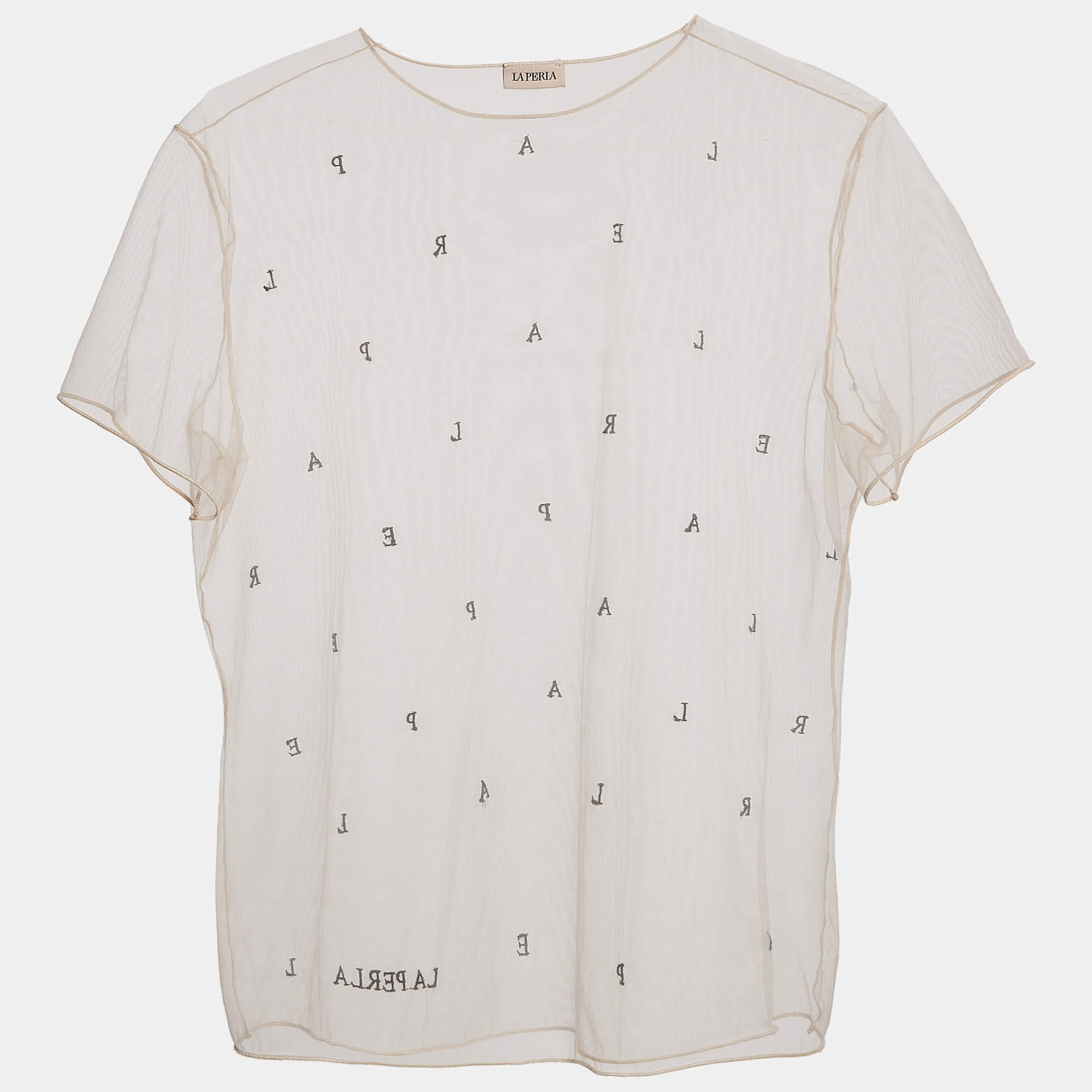 مملوكة مسبقًا توب لا بيرلا تل مطرز بشعار وردي فاتح شفاف مقاس متوسط (ميديم)