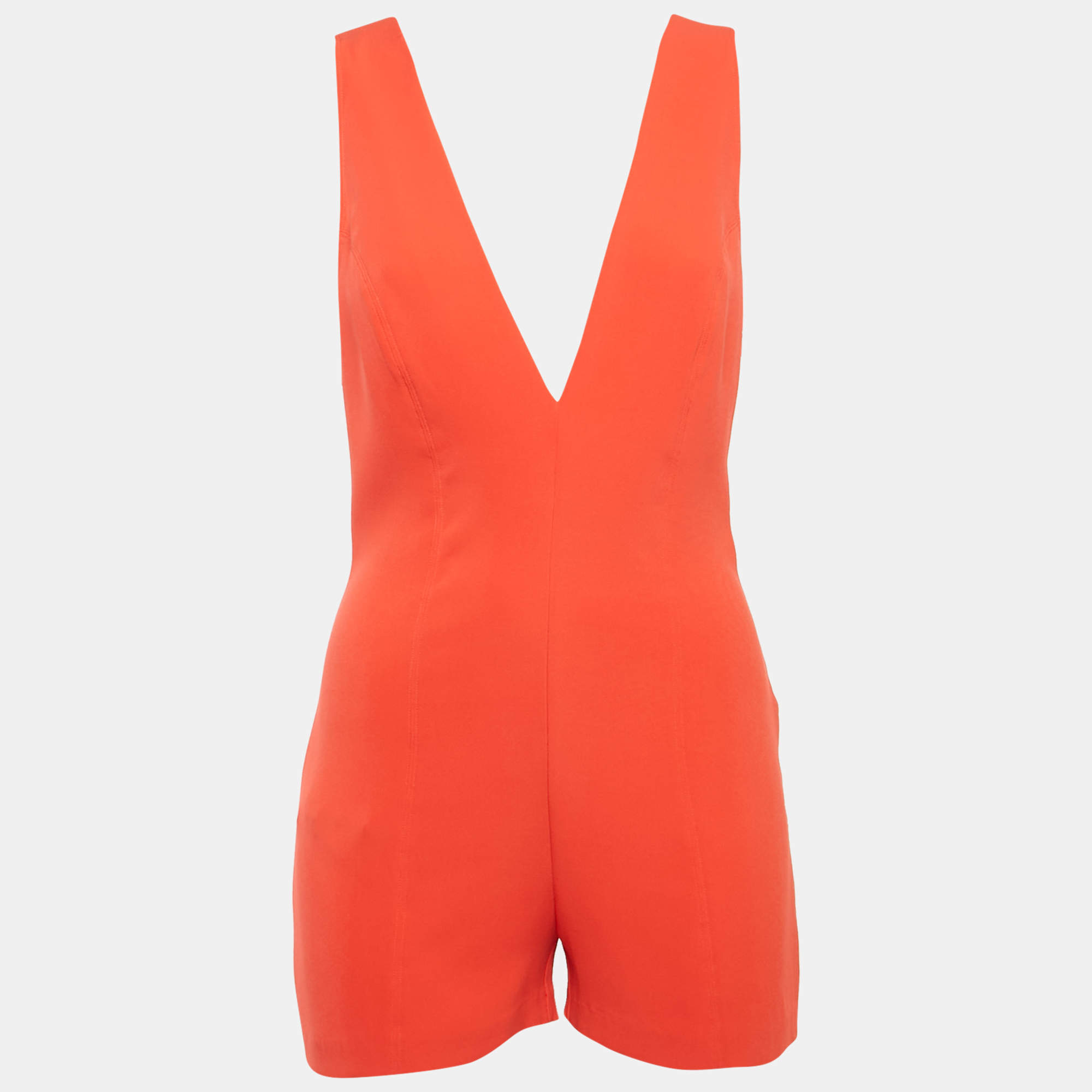 مملوكة مسبقًا La Perla Red Silk V-Neck Playsuit M