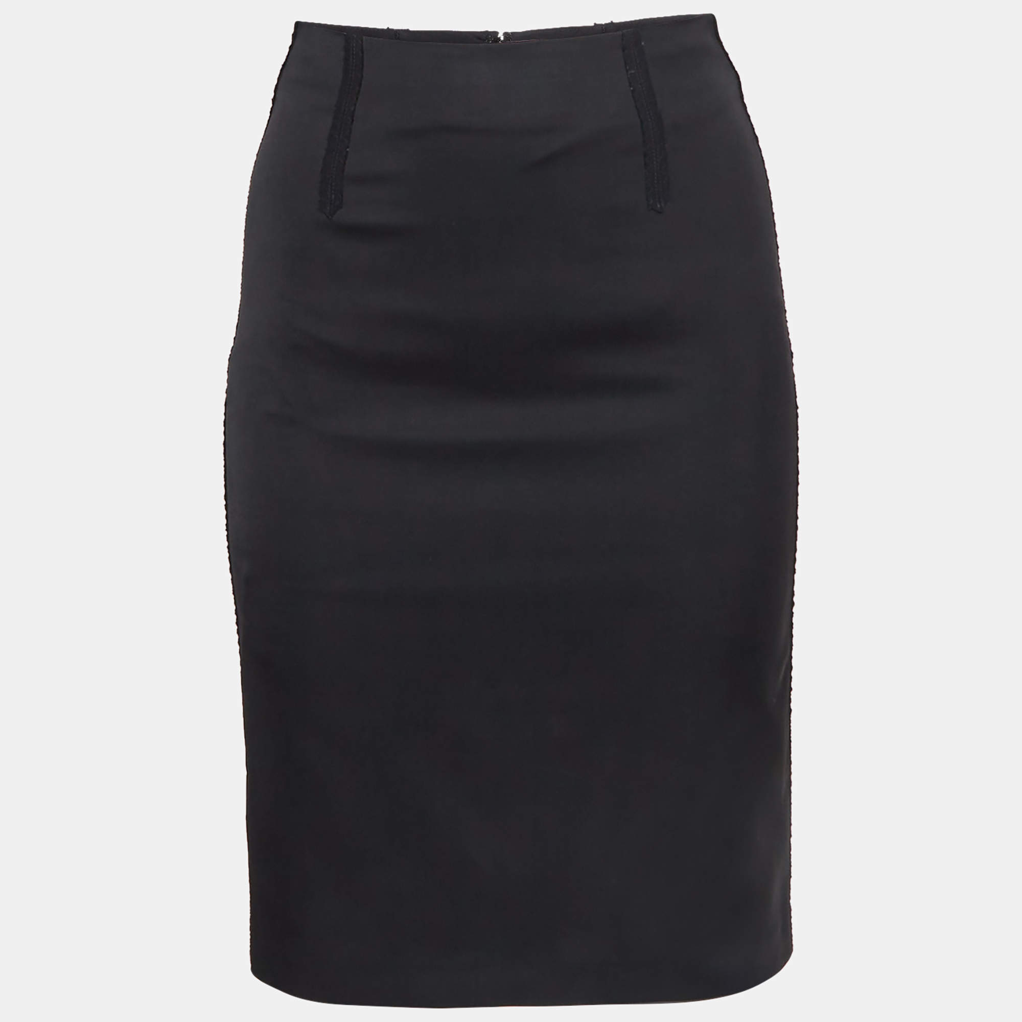Pre Owned La Perla Black Wool Blend Pencil Skirt XS