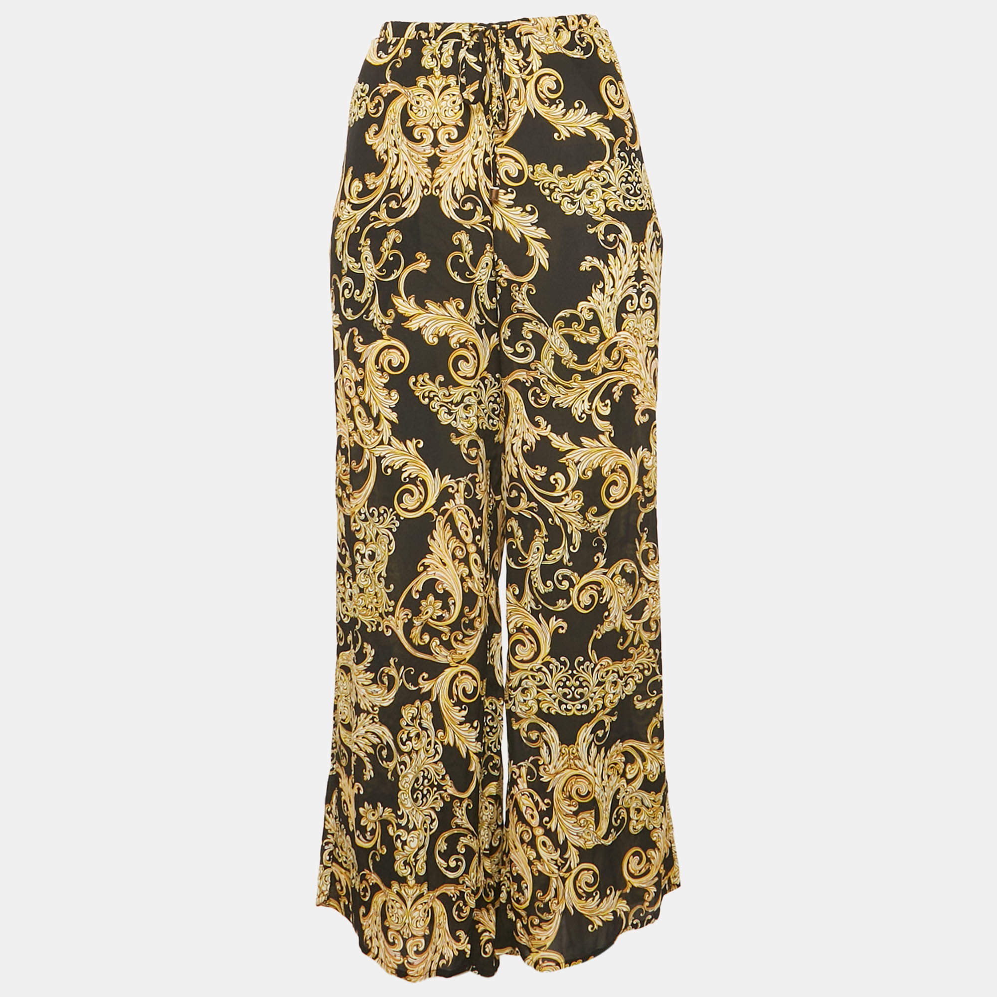 Pre Owned L'agence Black Baroque Print Geraldine Cover-Up Pants XS