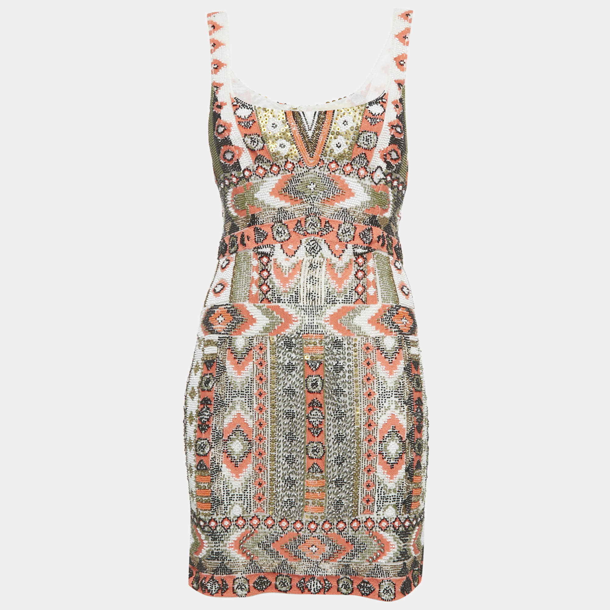مملوكة مسبقًا L'agence Multicolour Chiffon Inori Beaded Mini Dress S