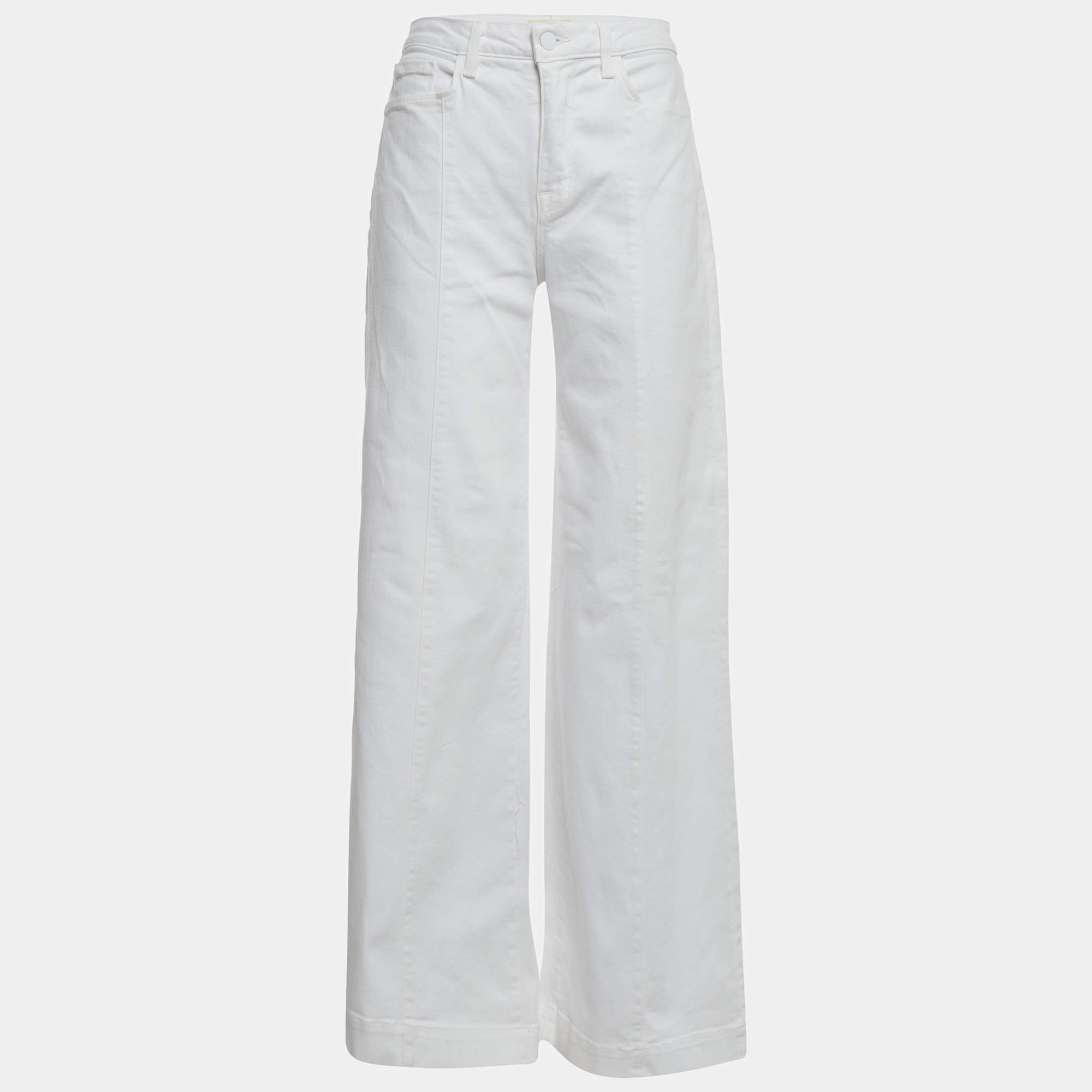 Pre Owned L'agence White Denim Wide-Leg Jeans S/Waist 26"