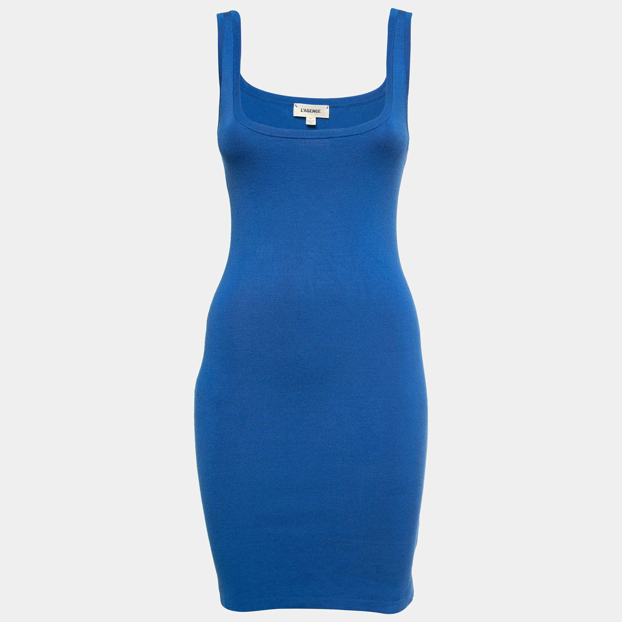 L'agence Blue Knit Sleeveless Mini Dress S