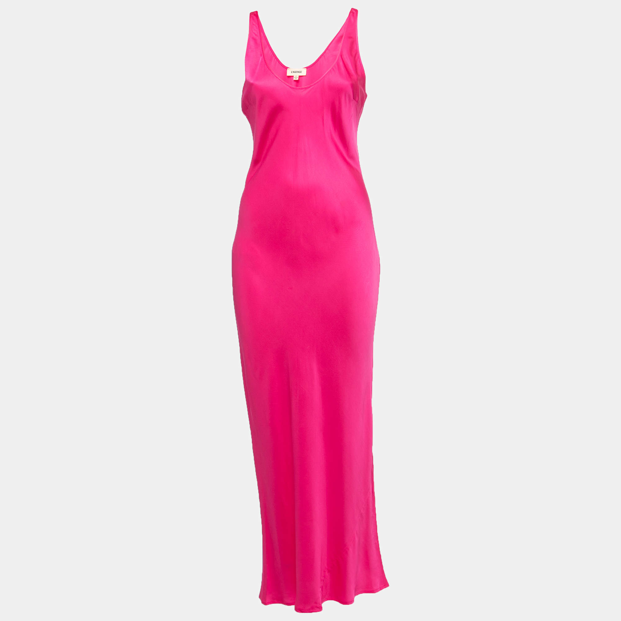 L'agence Pink Crepe Sleeveless Maxi Dress S