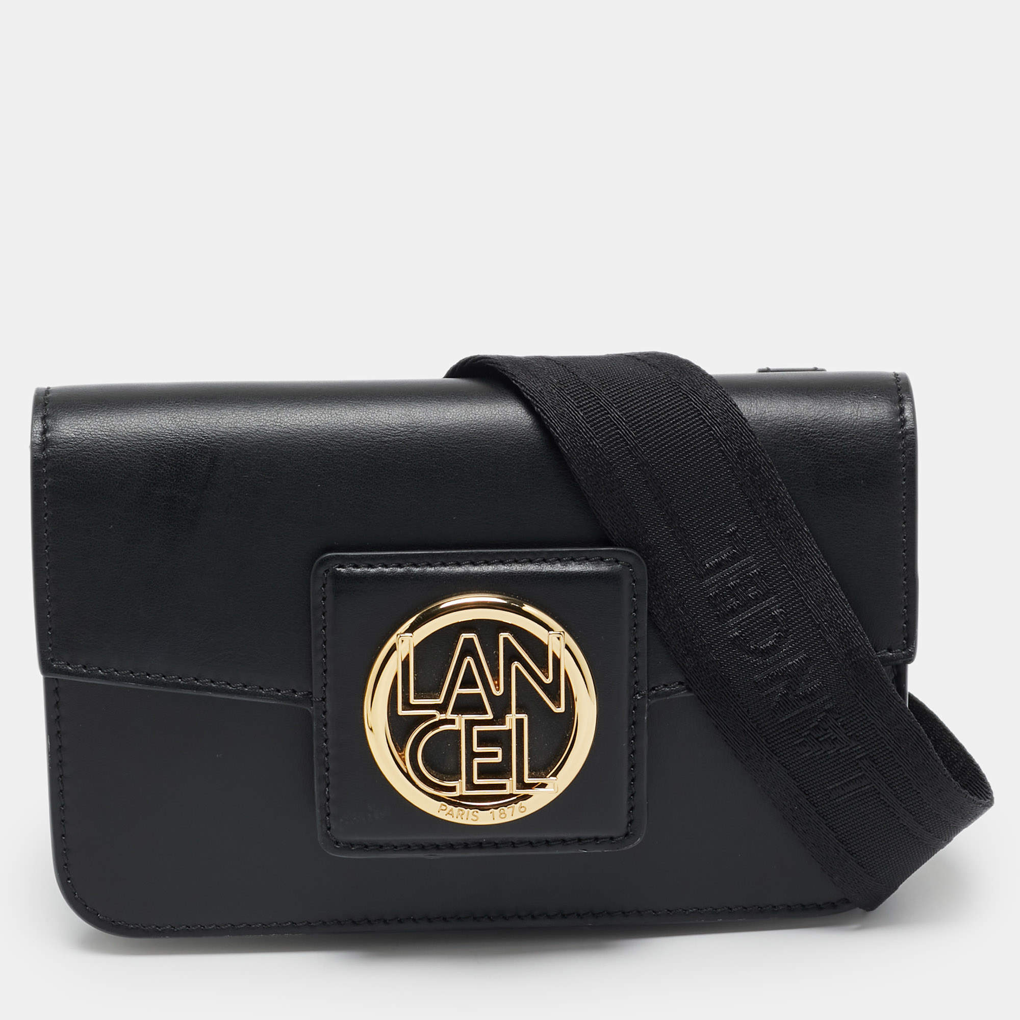Lancel Black Leather Roxane Crossbody Bag
