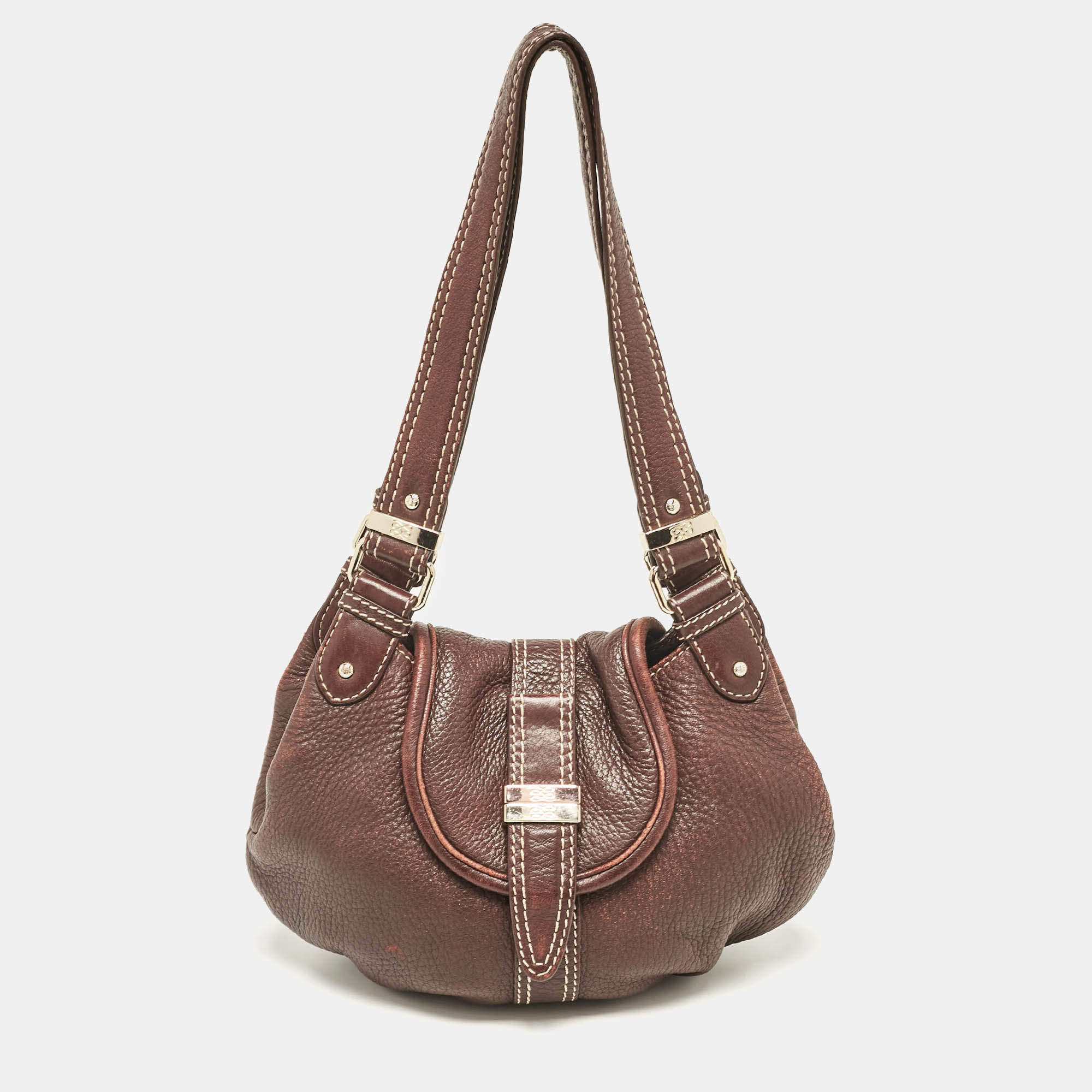 Lancel Dark Brown Leather Miss Broadway Hobo
