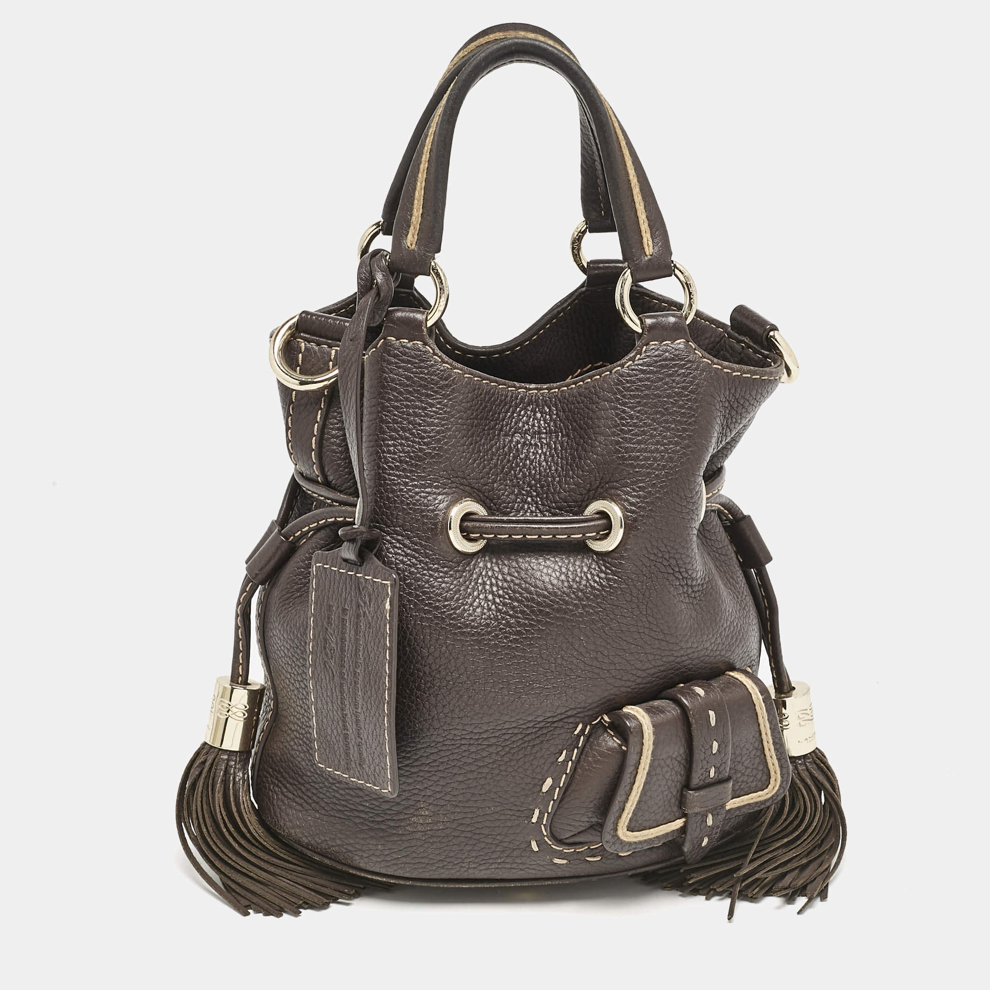 Lancel Dark Brown Leather Small Premier Flirt Bucket Bag