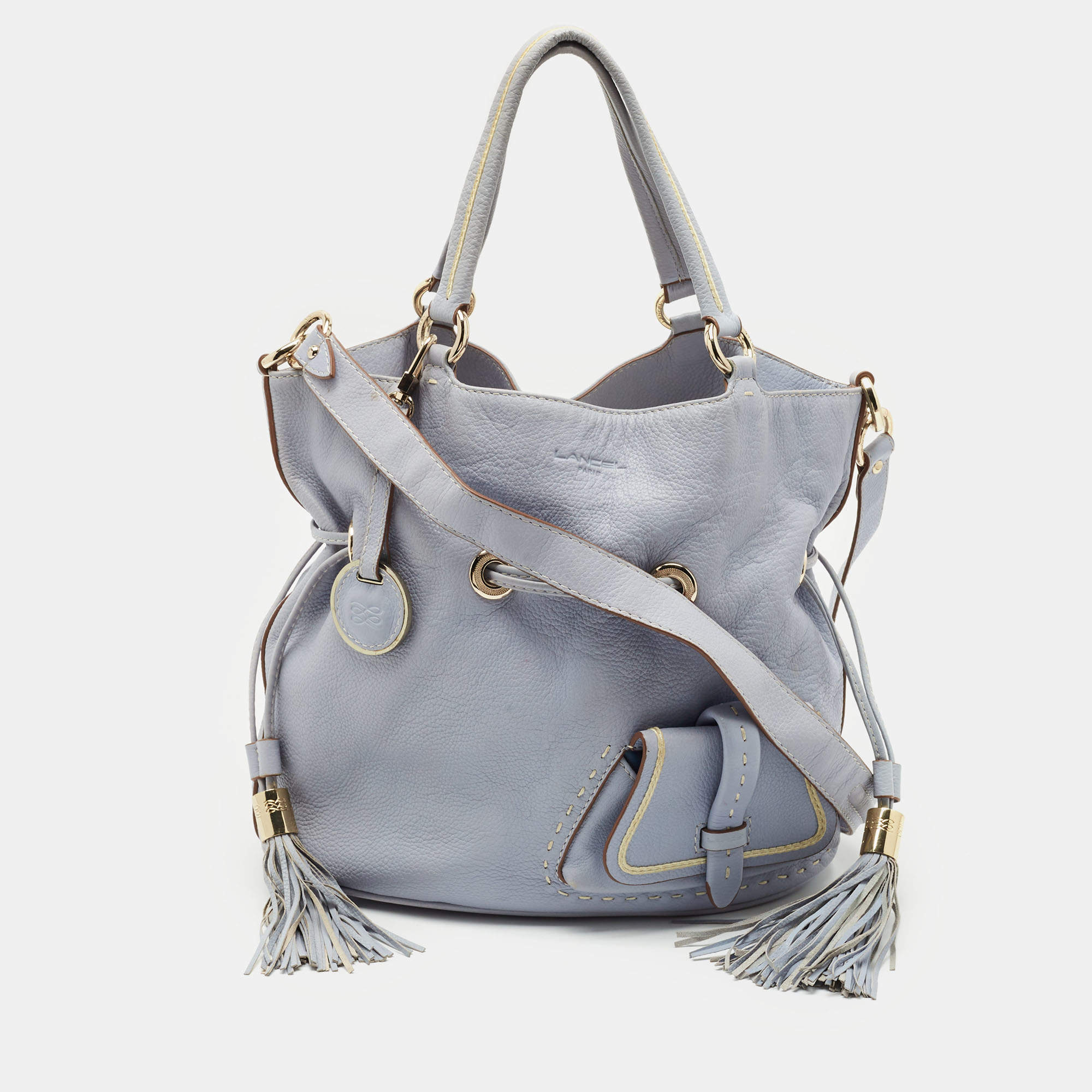 Lancel Light Blue Leather Premiere Flirt Bucket Bag