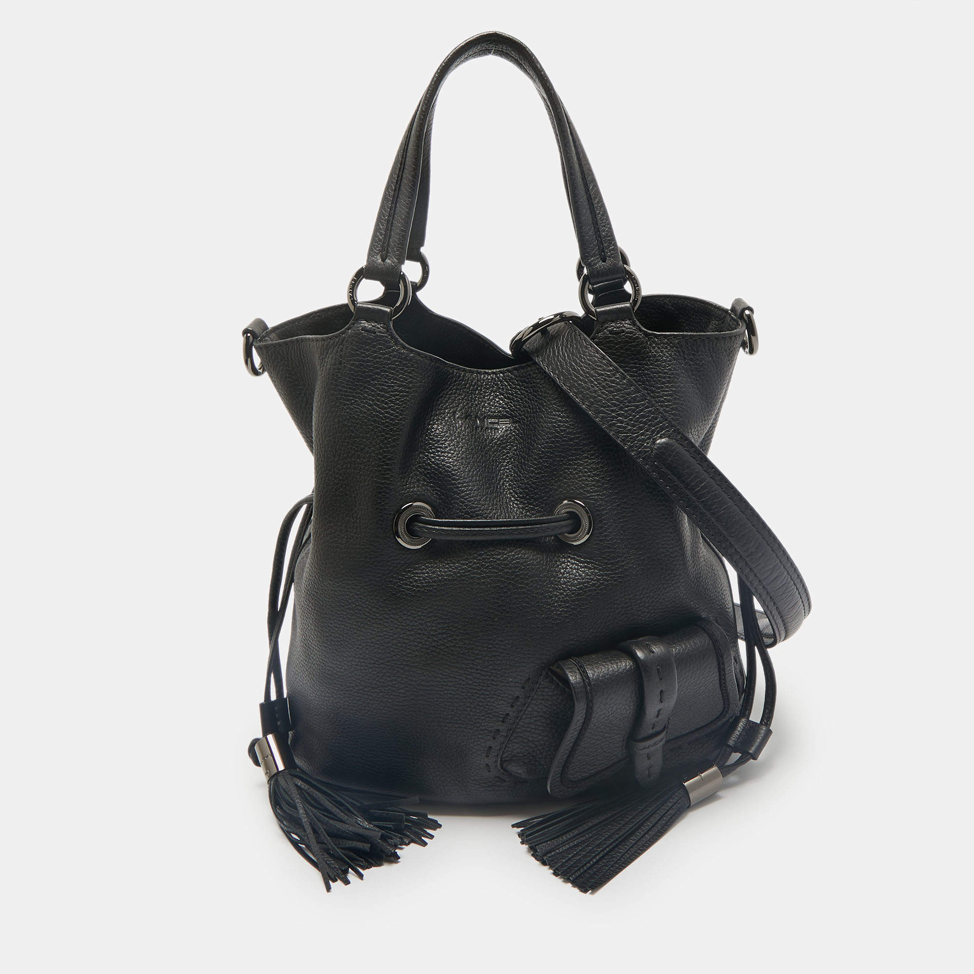 Lancel Black Leather Premiere Flirt Bucket Bag