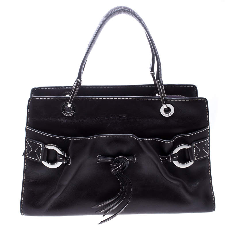 Lancel Dark Purple Leather Tote
