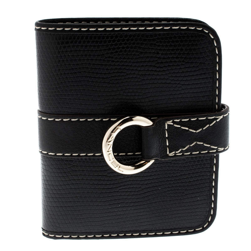 Pre Owned Lancel Black Leather French Wallet
