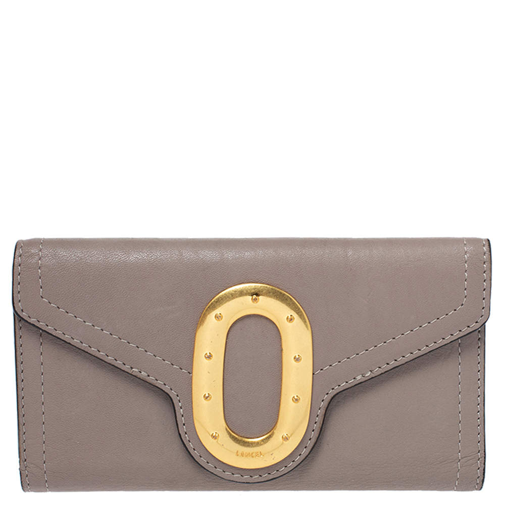 Pre Owned Lancel Beige Leather Continental Wallet