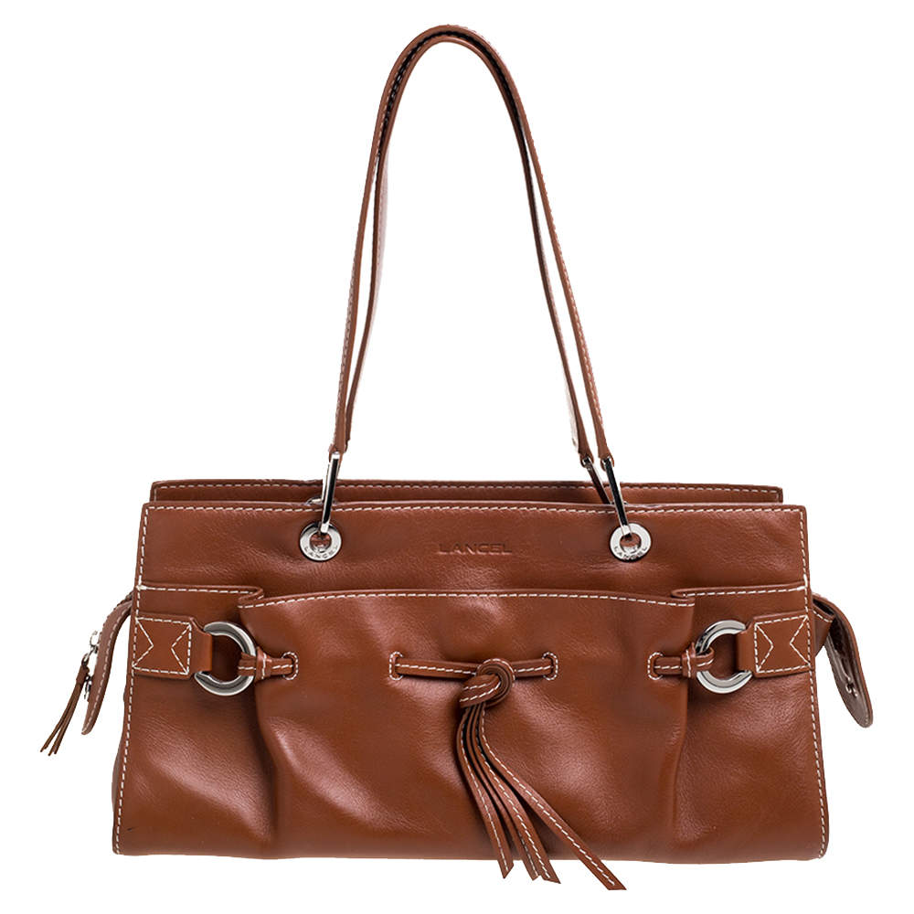 Lancel Brown Leather Front Pocket Satchel