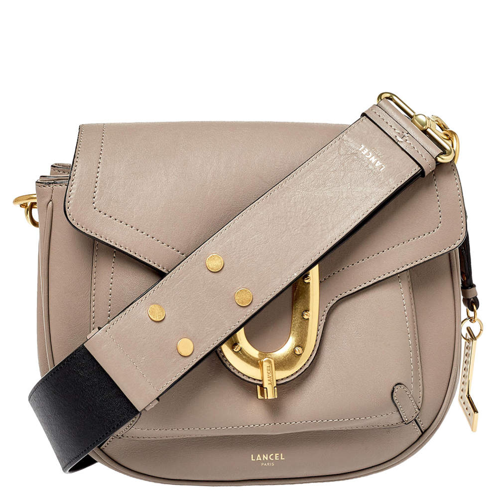 Pre Owned Lancel Mauve/Black Leather Bold Flap Crossbody Bag