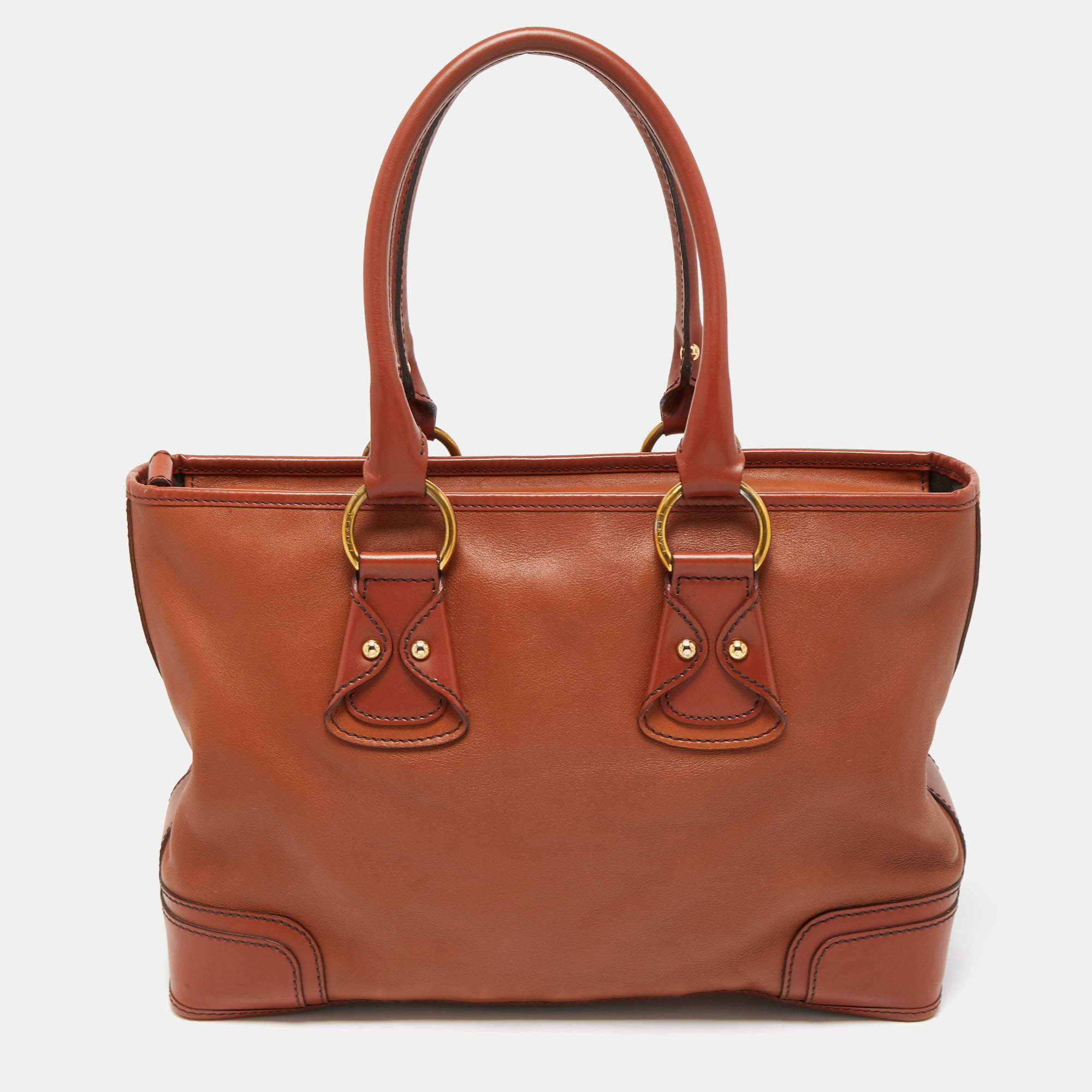 Pre Owned Lancel Brown Leather Zip Tote