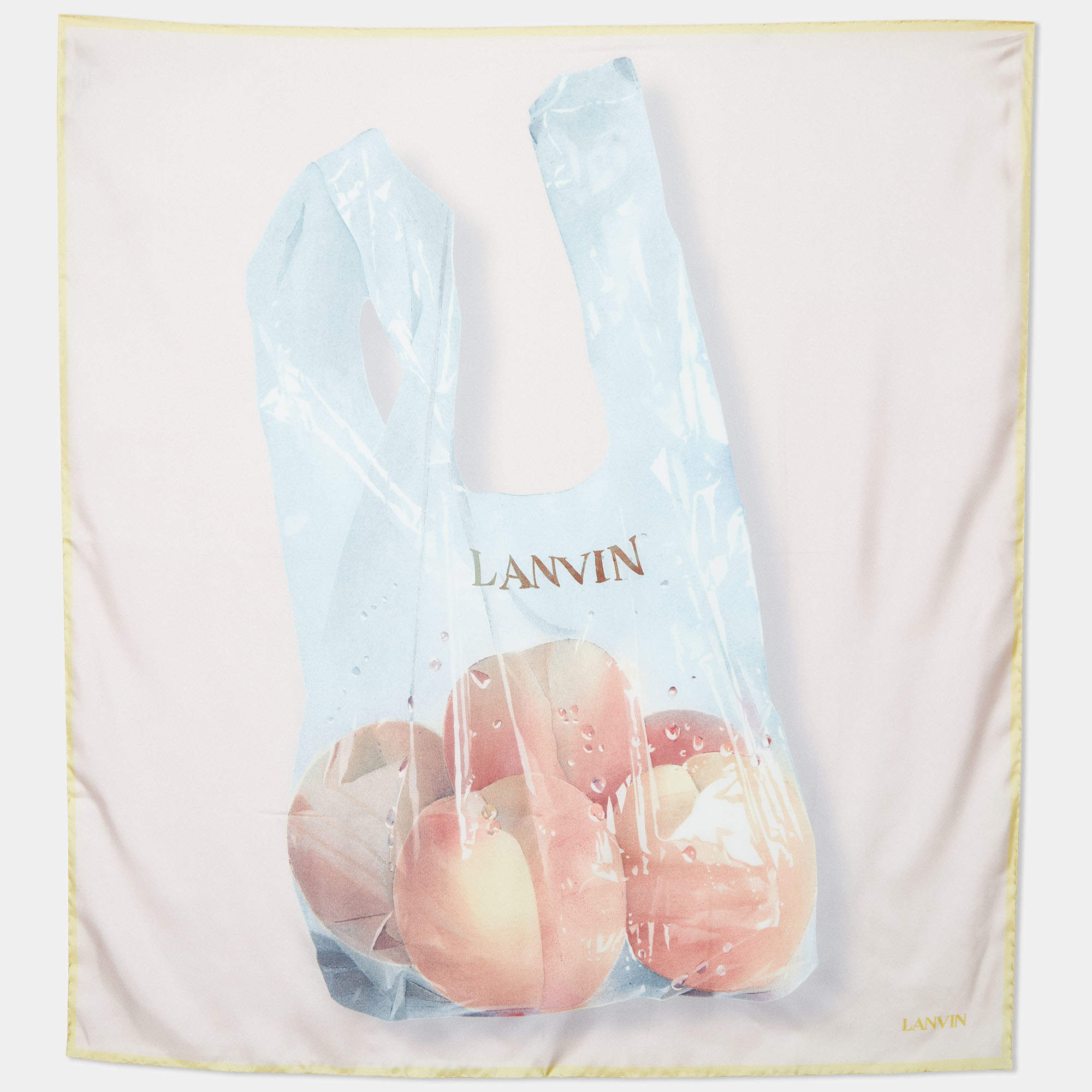 Lanvin Light Pink Apple Bag Printed Silk Square Scarf