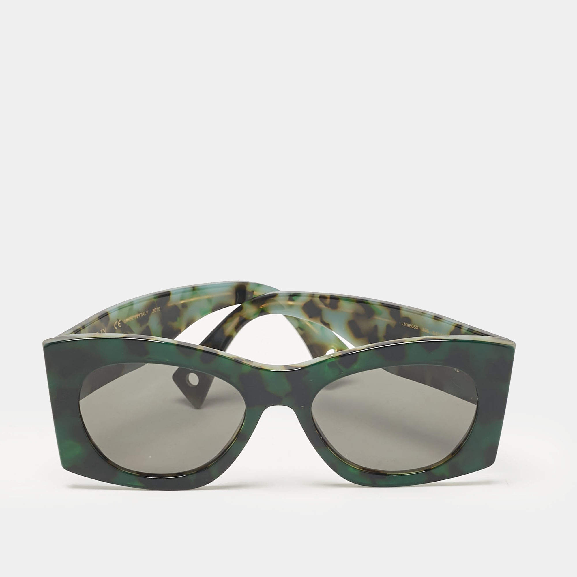 Pre Owned Lanvin Green/Black Tortoise LNV605S Zonnebril Cat Eye Sunglasses