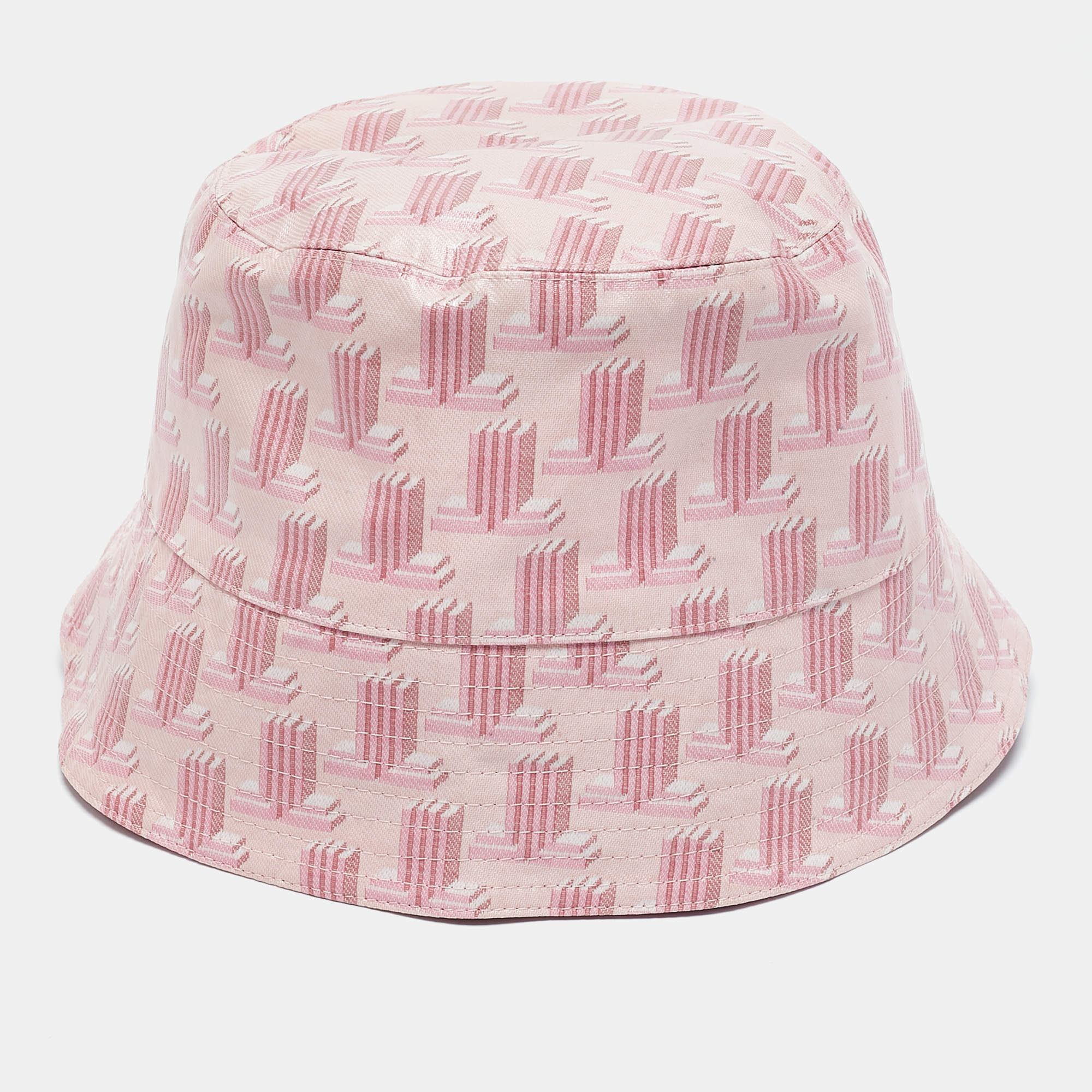 Lanvin Pink Geometric Print Coated Cotton Bucket Hat 