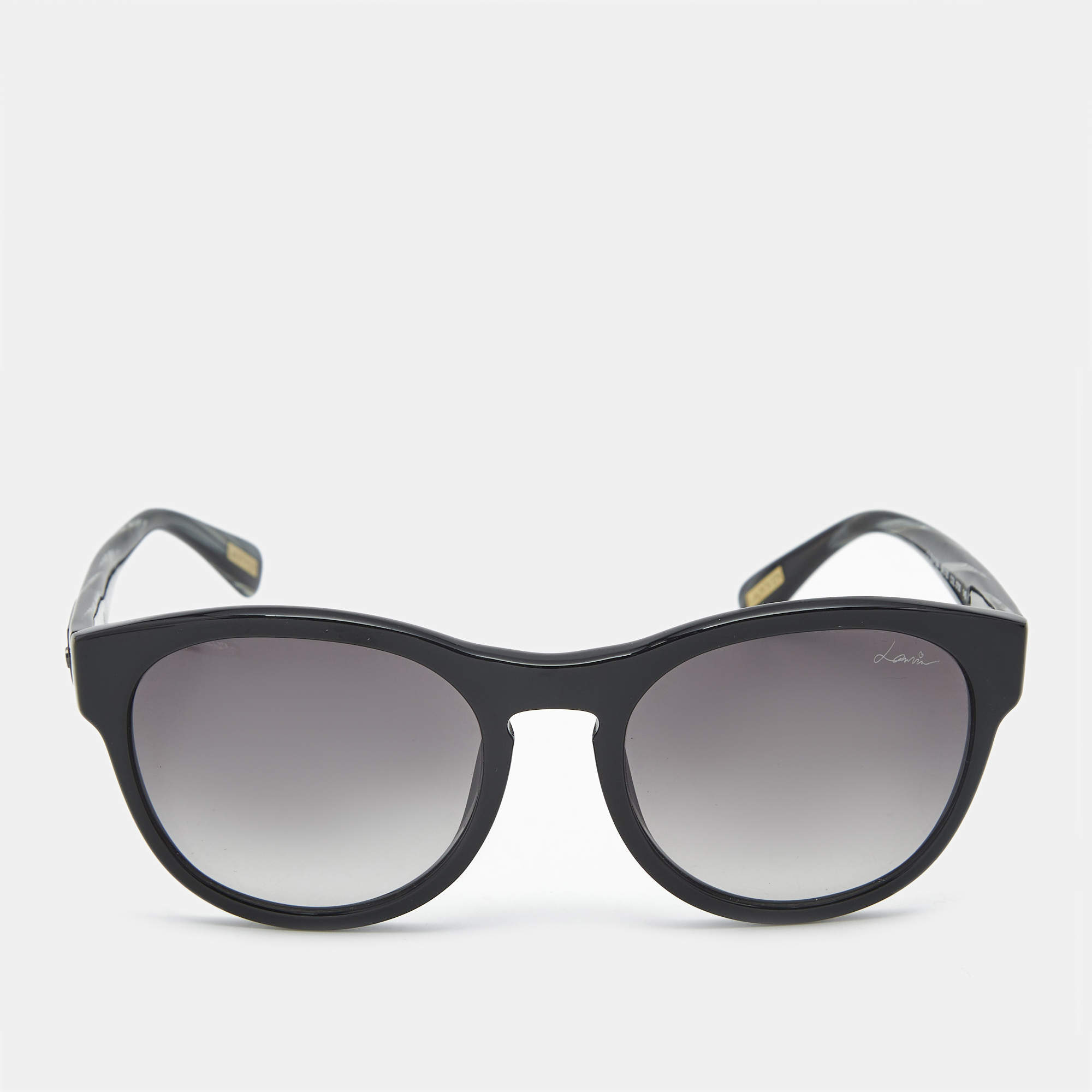Pre Owned Lanvin Black/Grey Gradient SLN 584 Frame Round Sunglasses