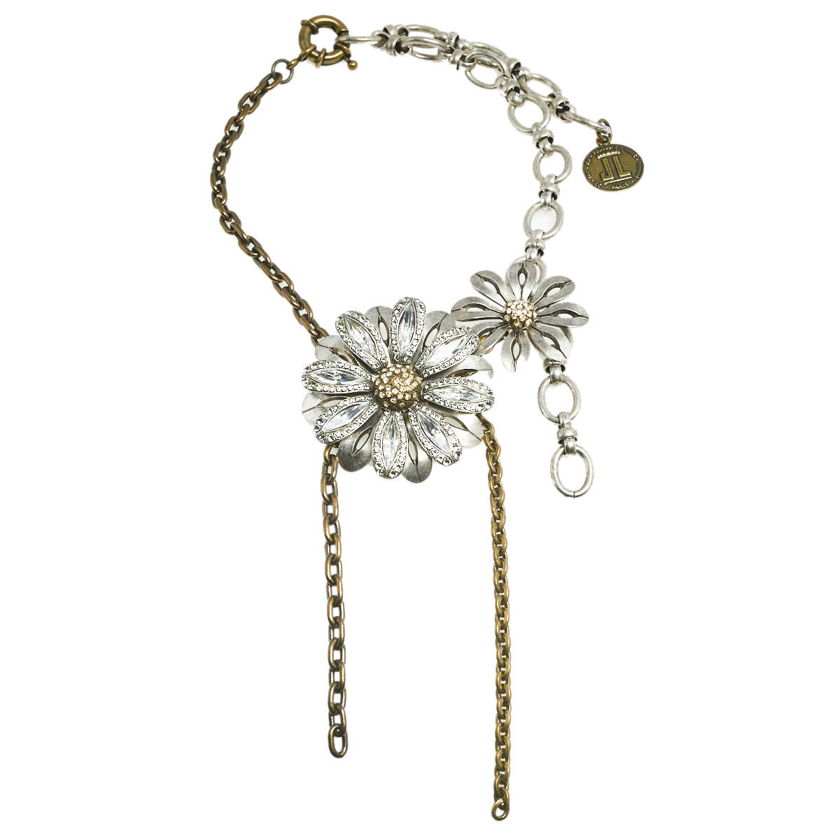 Pre Owned قلادة لانفان دلاية موردة كريستال  ومعدن ثلاثي اللون