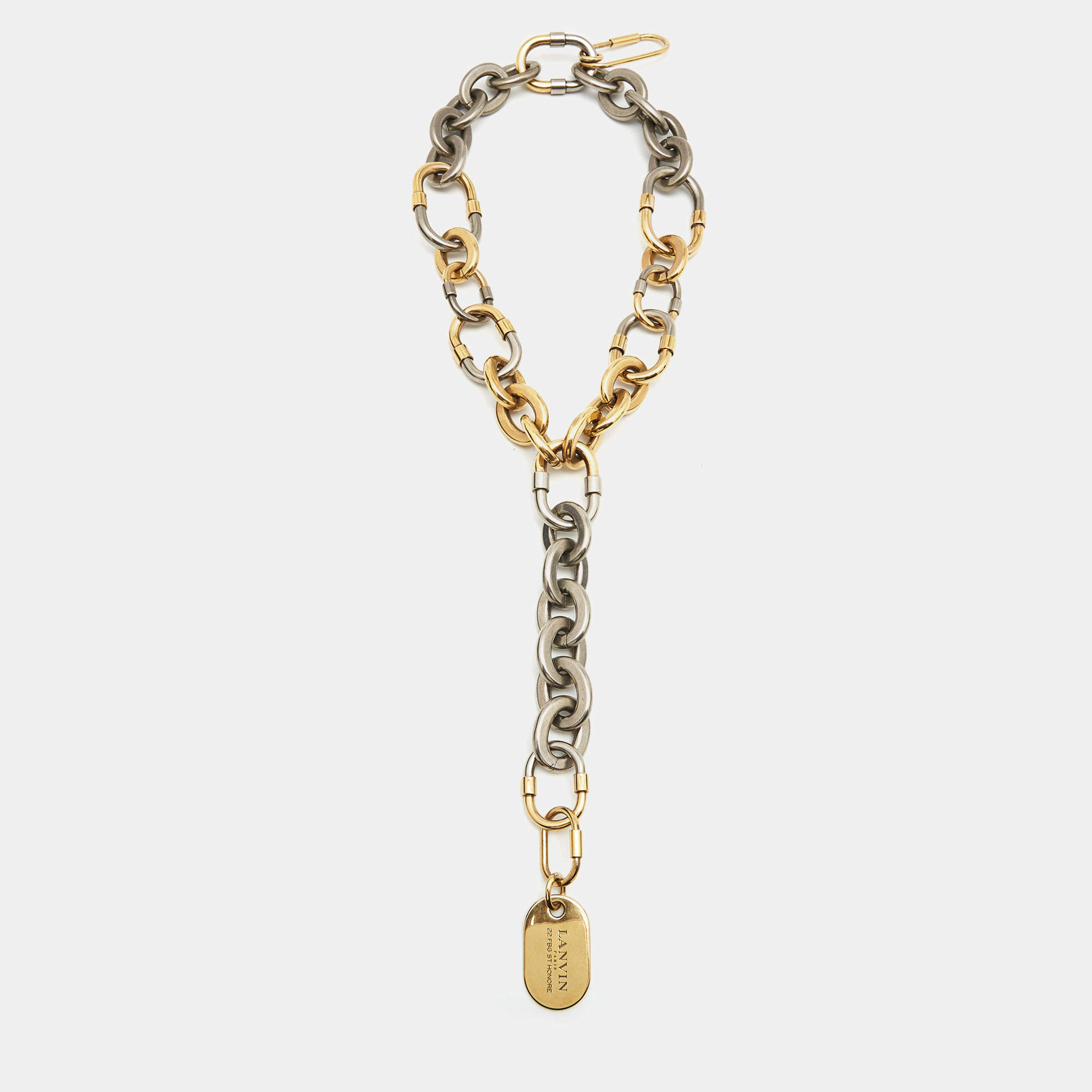 Pre Owned Lanvin Two Tone Chunky Chain Necklace