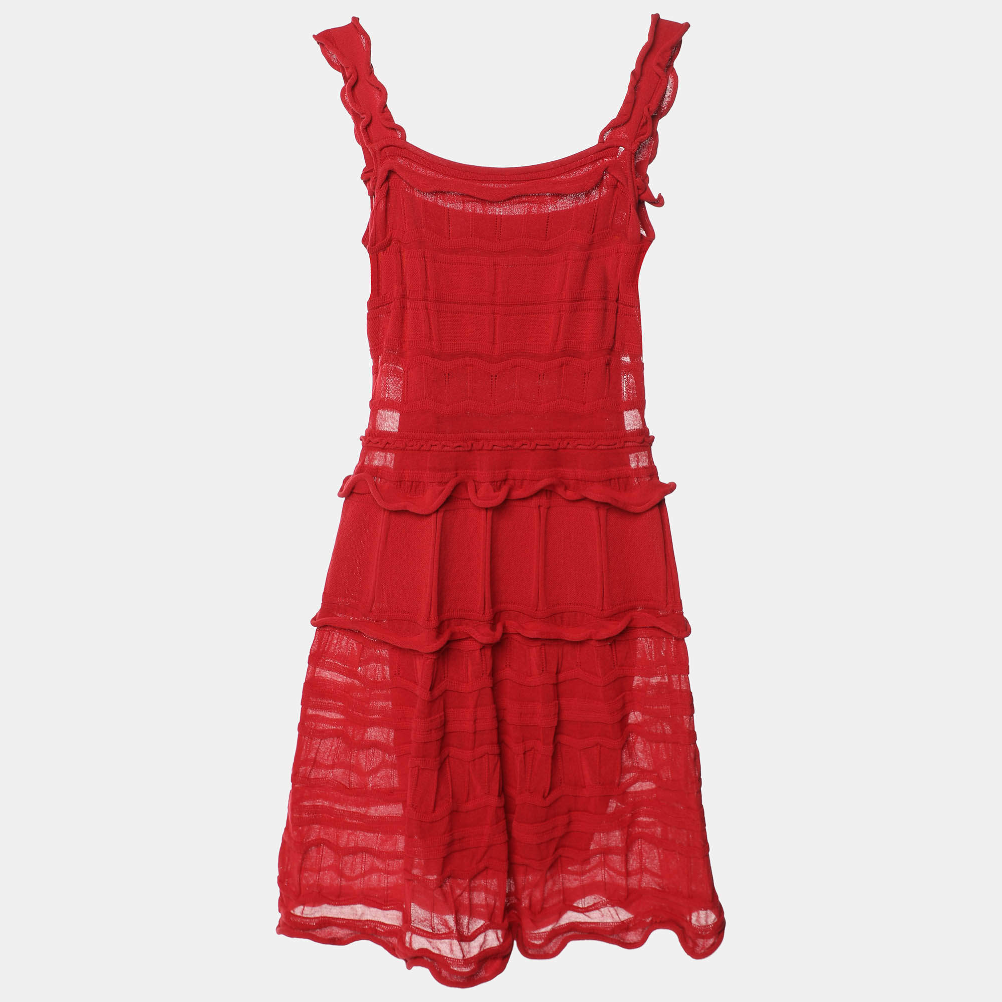 Lanvin Red Knit Knee-Length Dress TL