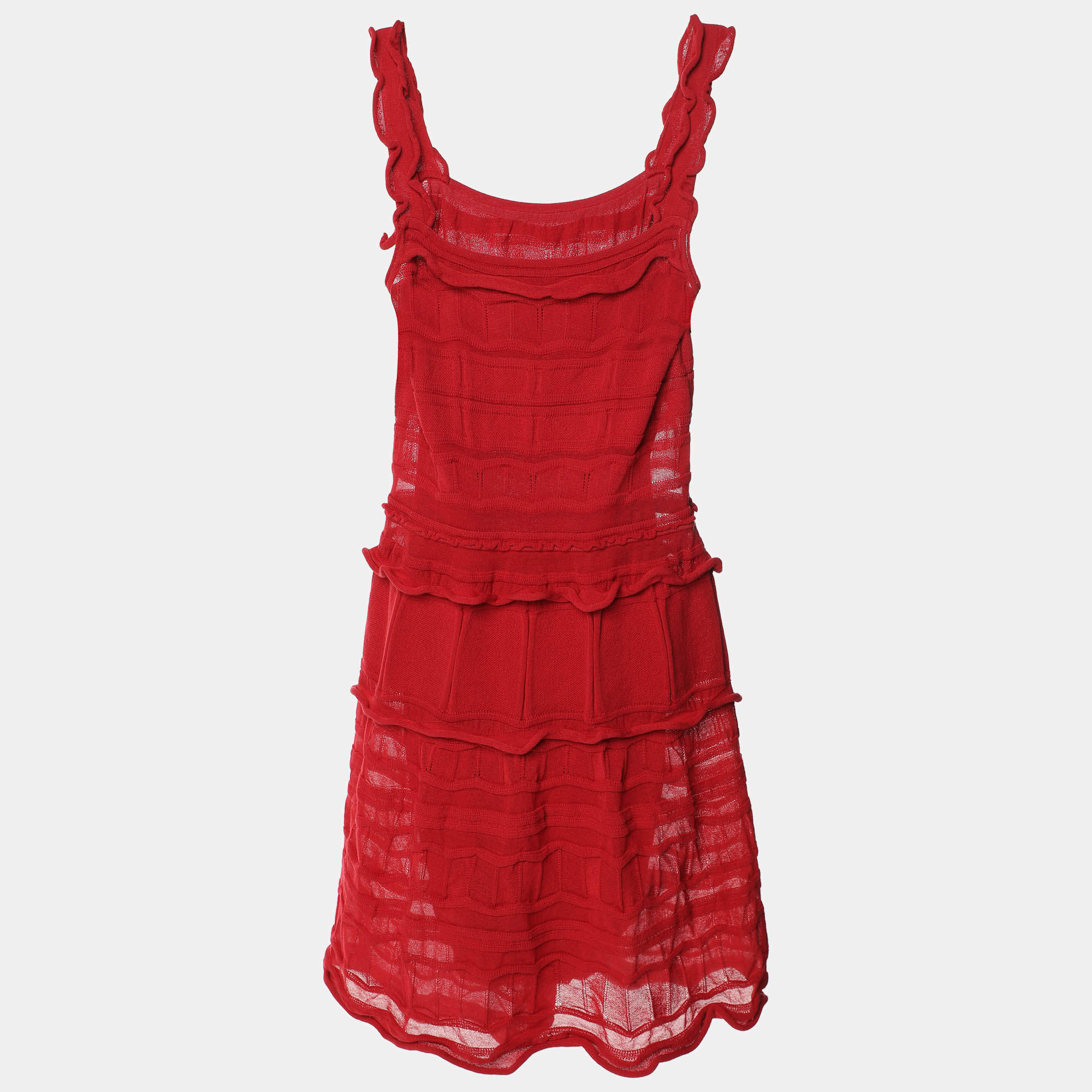 Lanvin Red Plisse Strapless Mini Dress M Lanvin | TLC