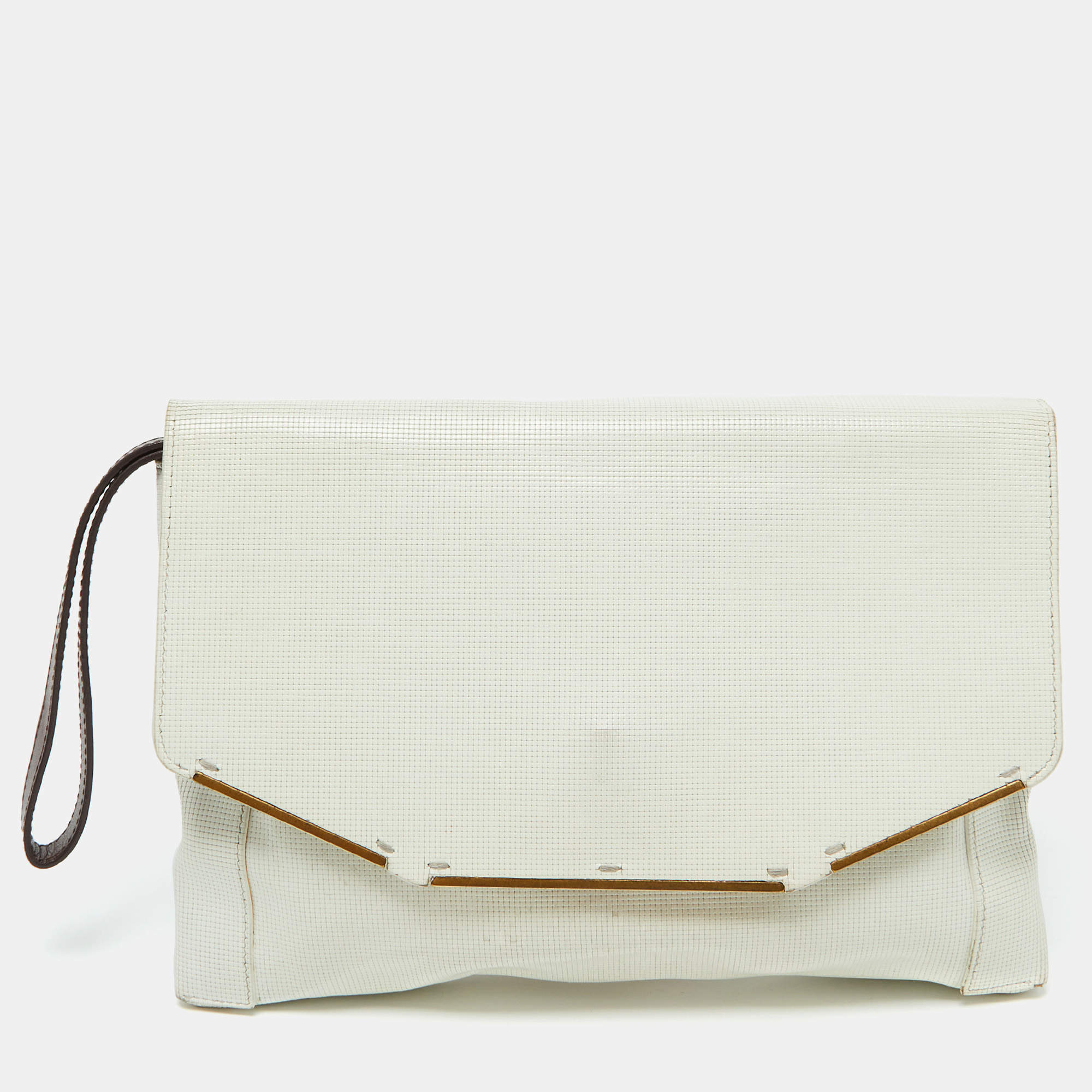 Lanvin White Leather Miss Sartorial Wristlet Clutch