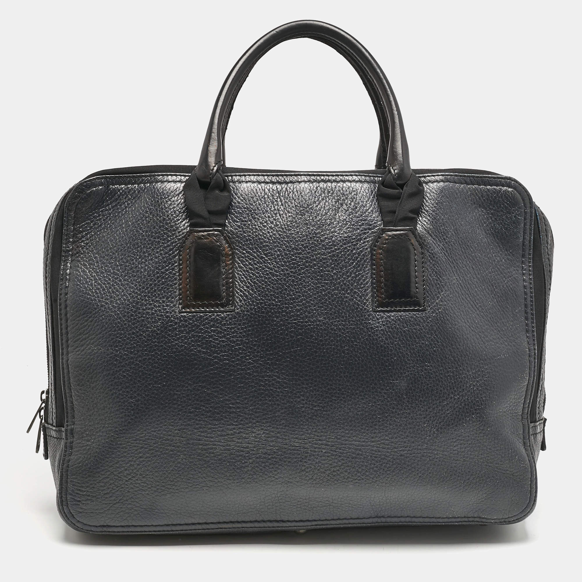 Lanvin Navy Blue Leather Briefcase