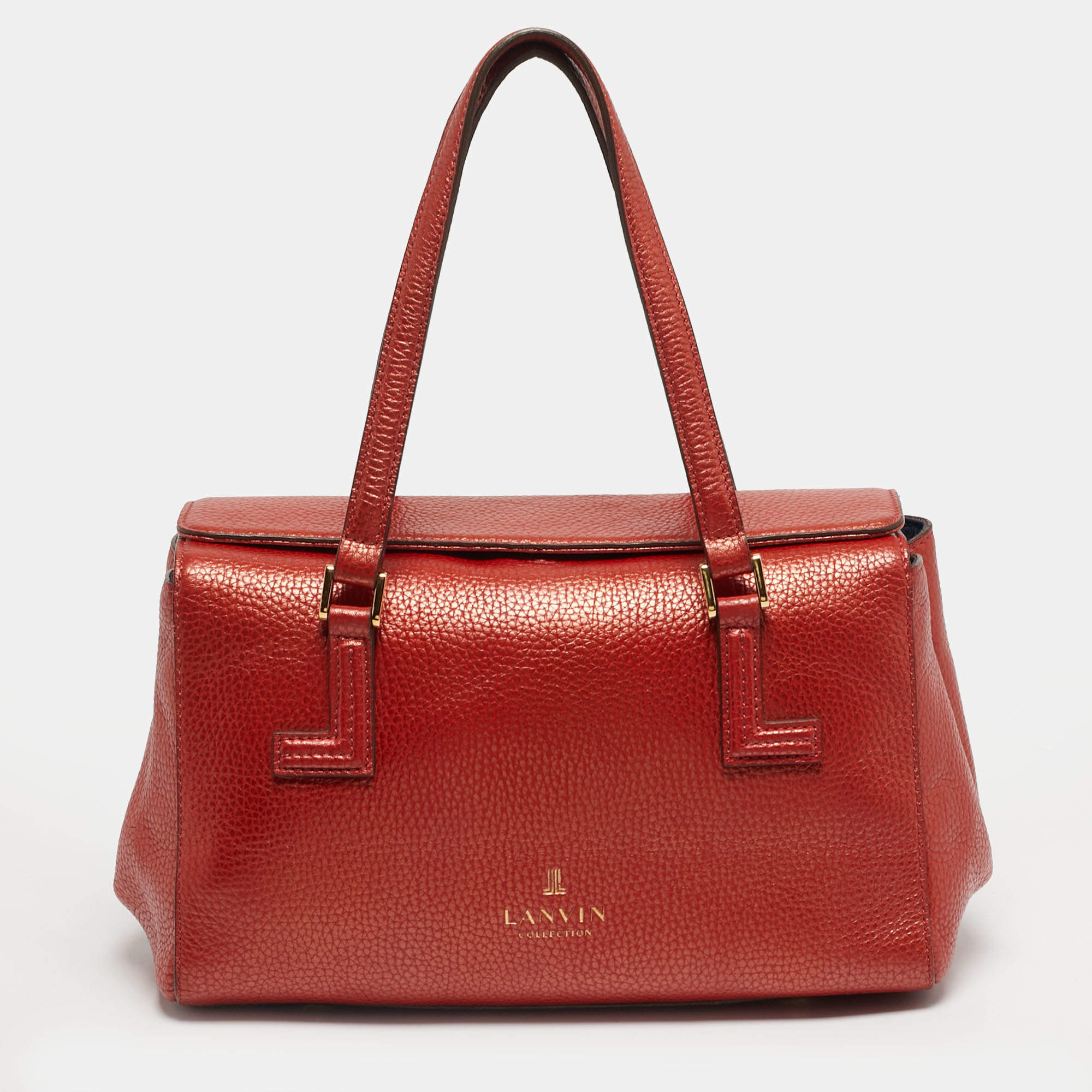 Pre Owned حقيبة يد توت لانفين جلد معدني بغطاء