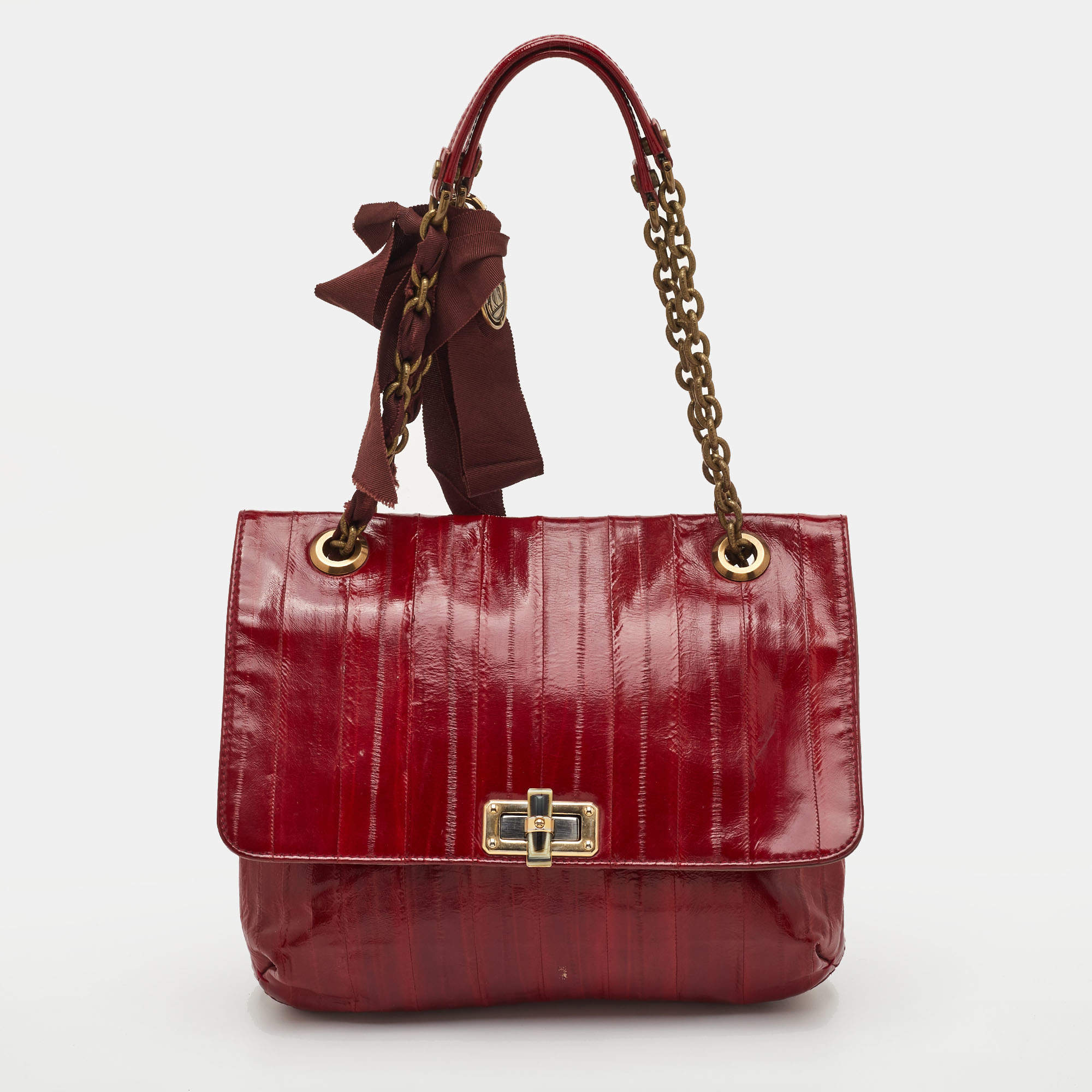 Pre Owned Lanvin Happy Red Eel Leather Shoulder Bag