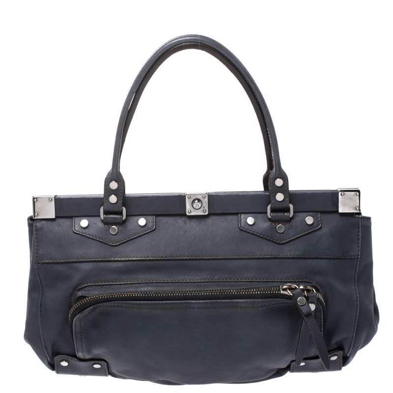 Lanvin Blue Leather Frame Satchel 