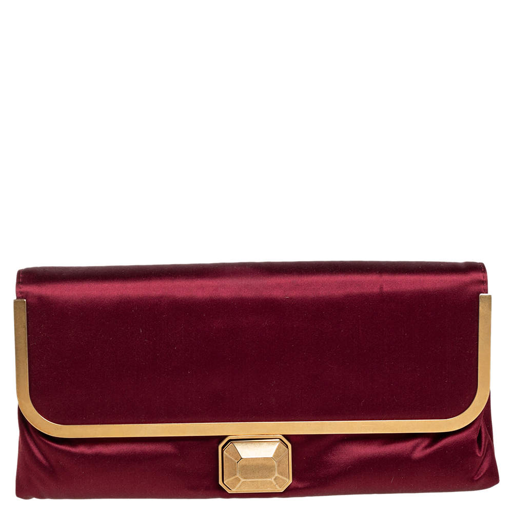 Lanvin Burgundy Satin Clutch Lanvin | The Luxury Closet