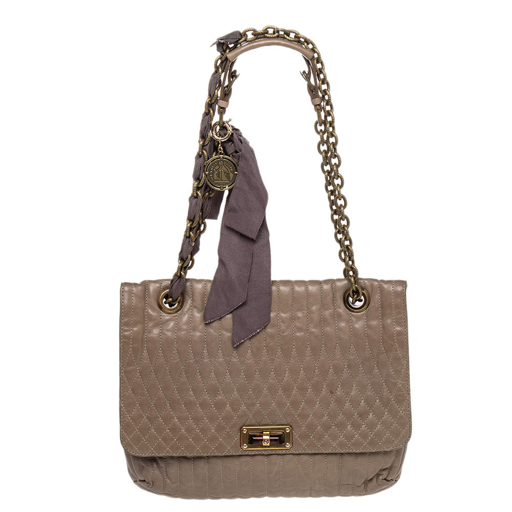 Pre Owned Lanvin Beige Leather Happy Shoulder Bag