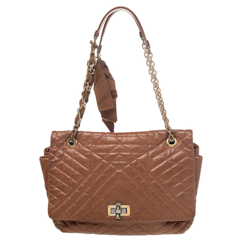 Pre Owned Lanvin Brown Quilted Leather Happy Shoulder Bag