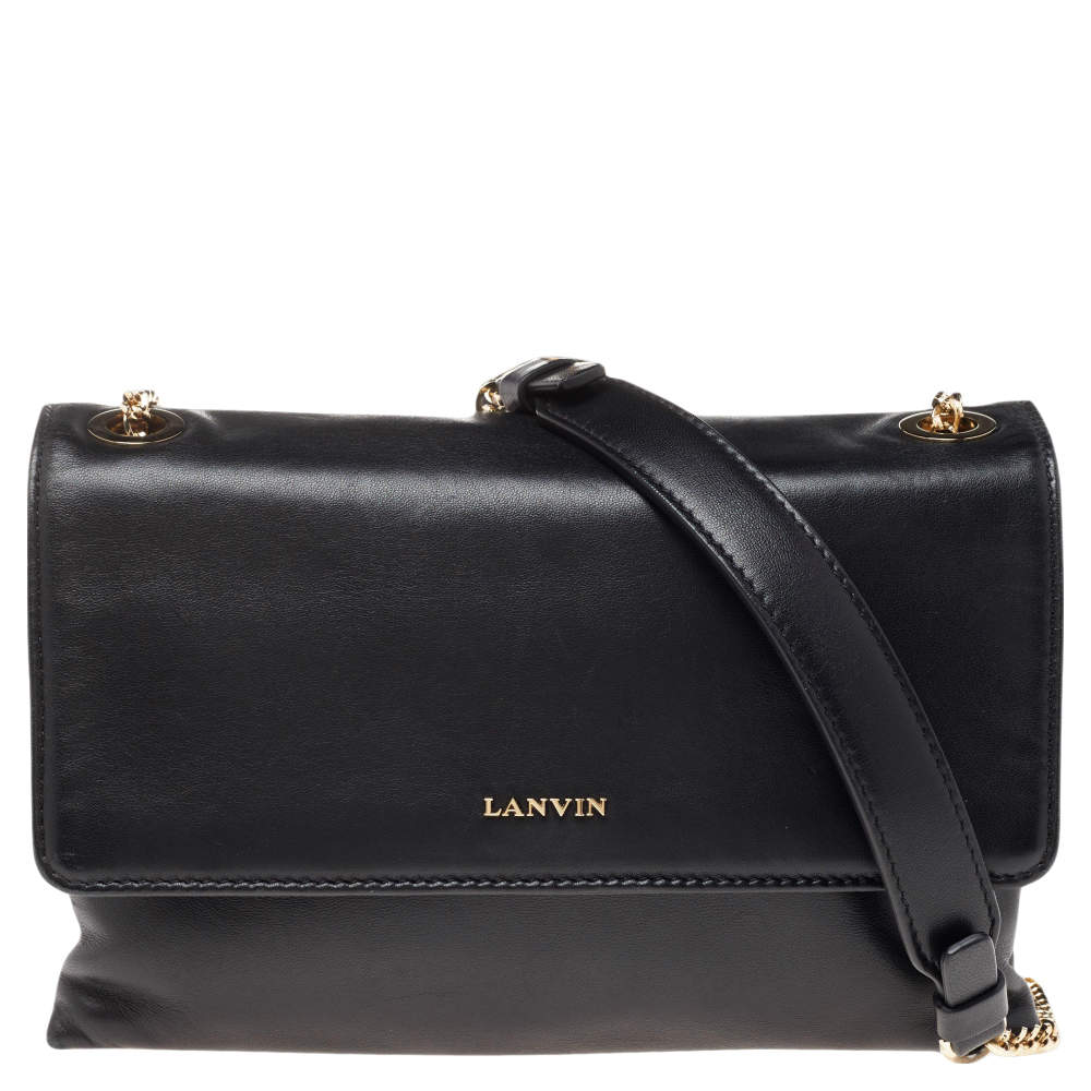 Pre Owned Lanvin Black Leather Sugar Shoulder Bag