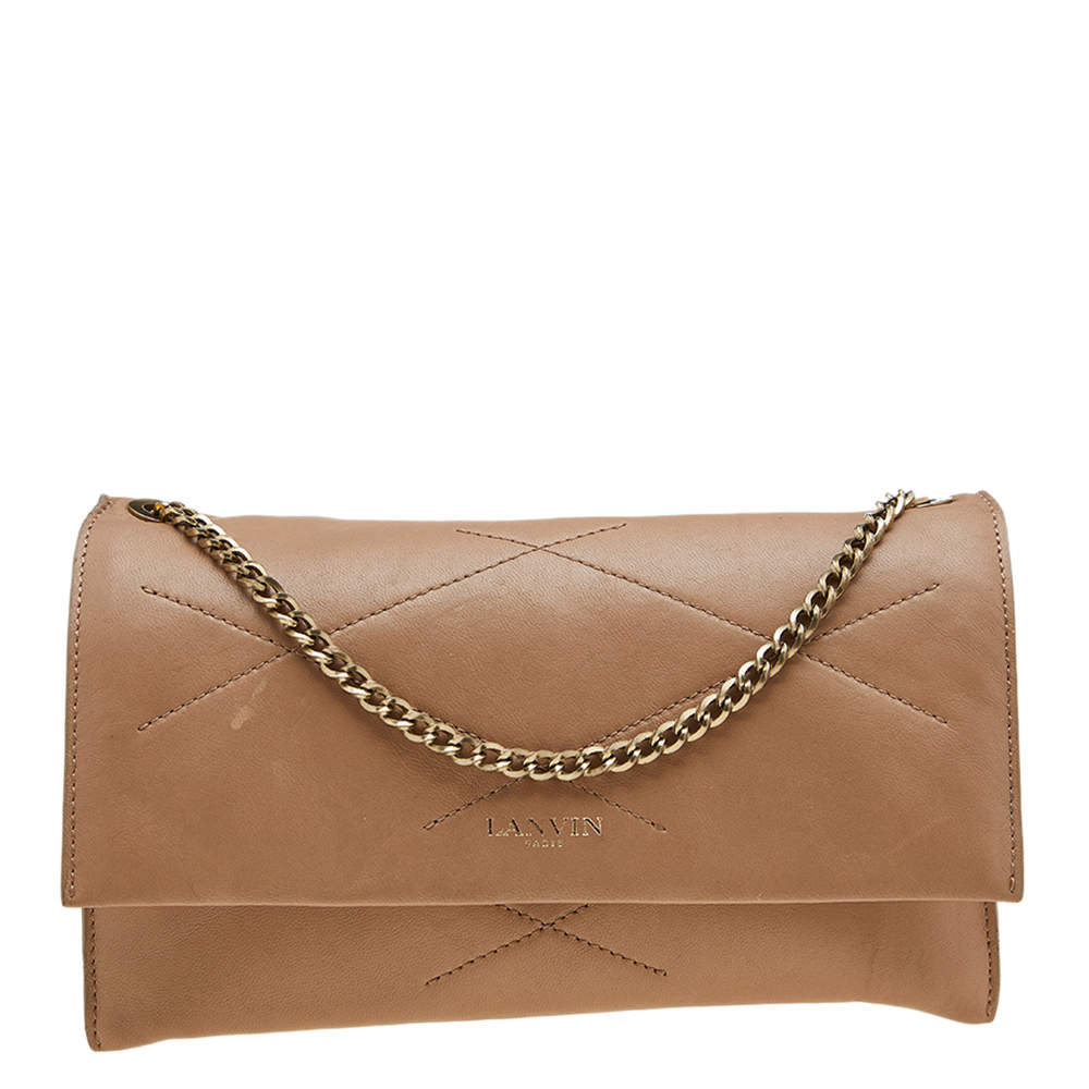 Pre Owned Lanvin Beige Leather WOC Wallet