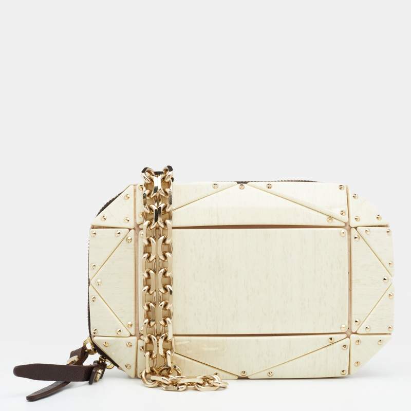 Pre Owned Lanvin Cream Plastic Studded Clutch