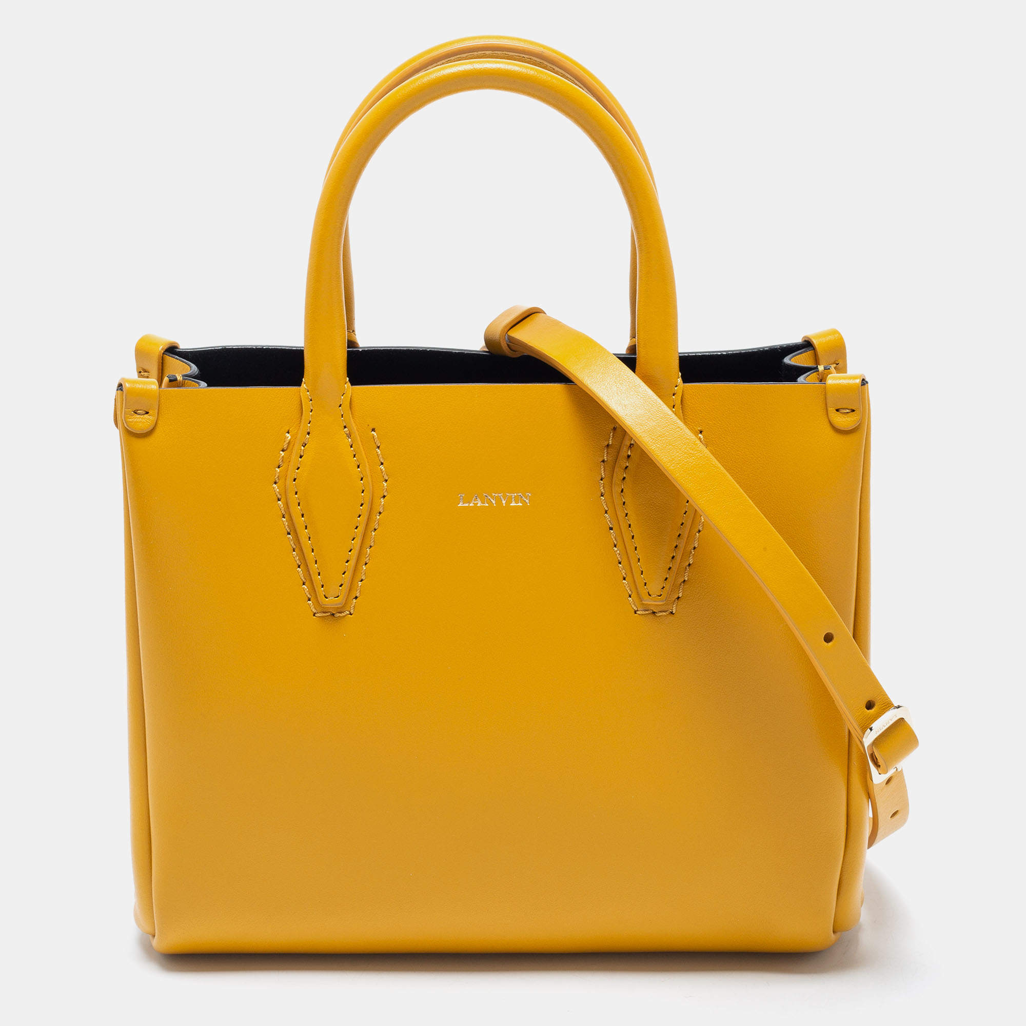 Pre Owned Lanvin Yellow Leather Mini Journee Tote