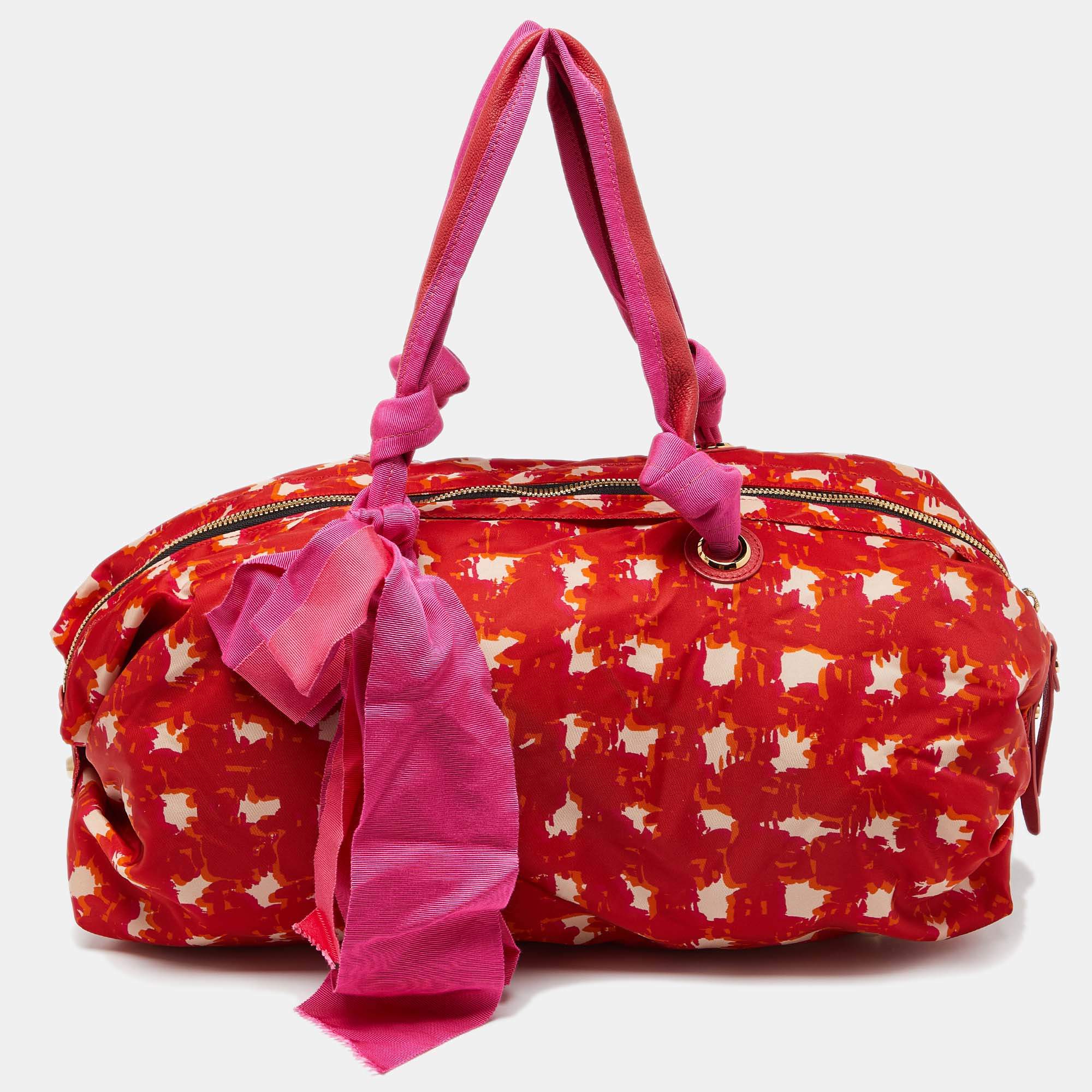 Lanvin Multicolor Printed Nylon Duffle Bag